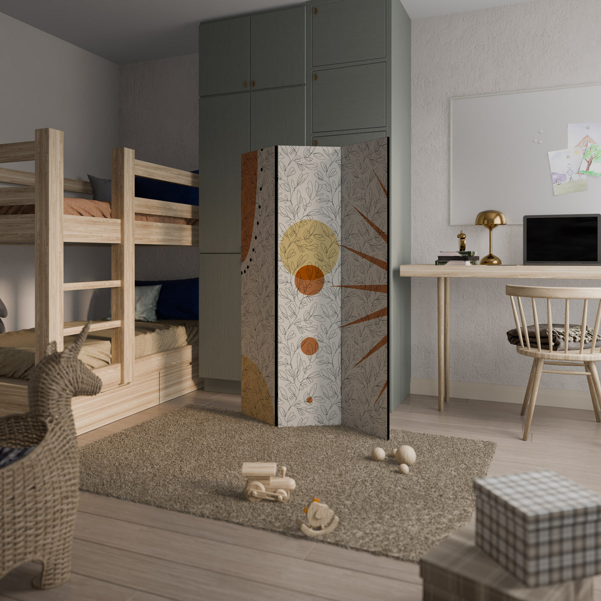 RAYS AND ROUNDELS 3-Panel Room Divider