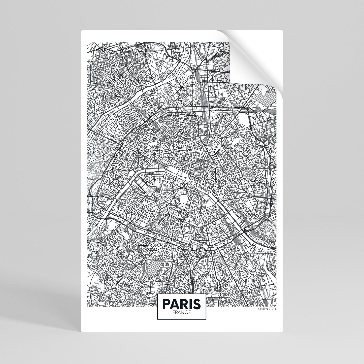 PARIS TOWN PLAN Självhäftande Vertikal Poster
