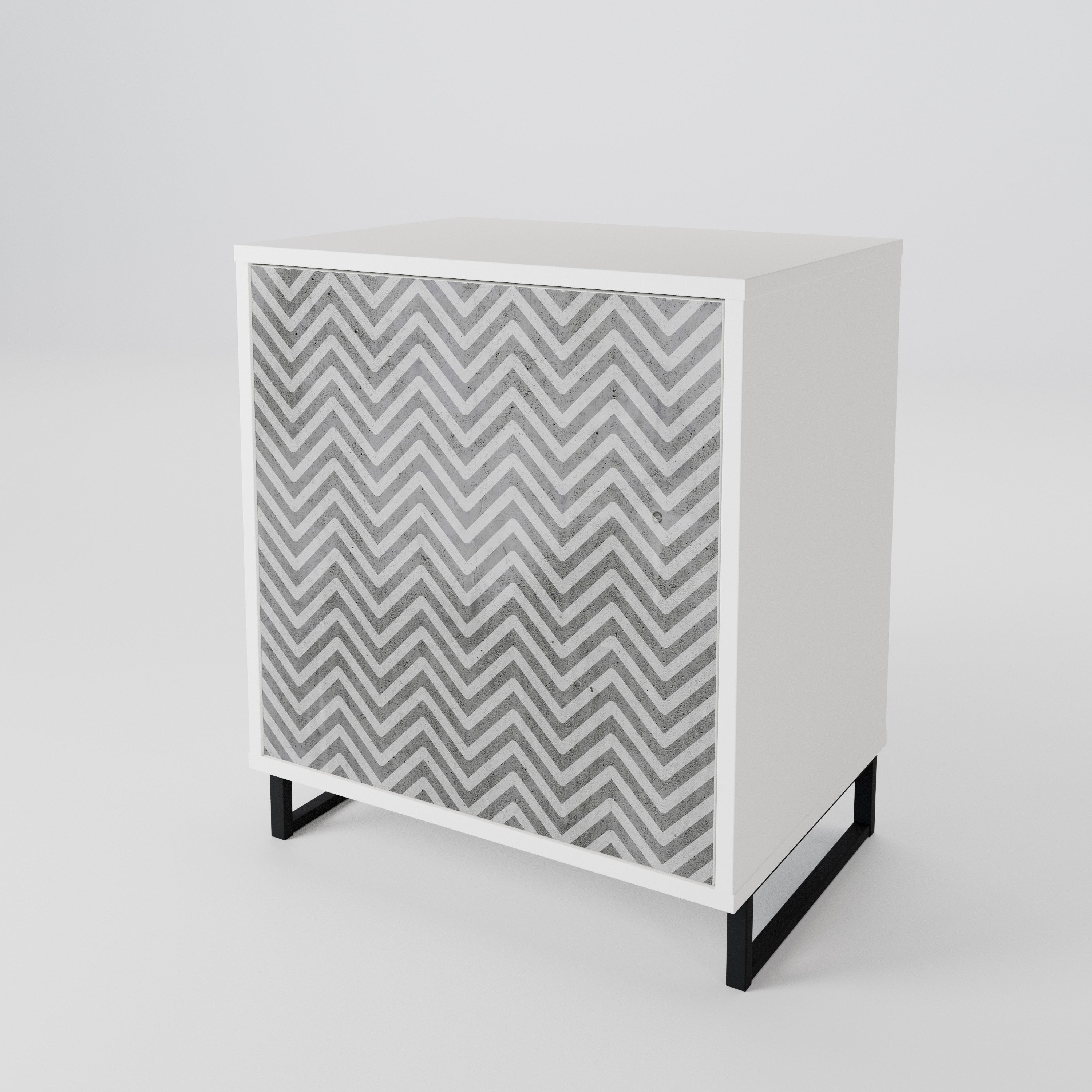 CONCRETE ZIG ZAG Skänk med en dörr