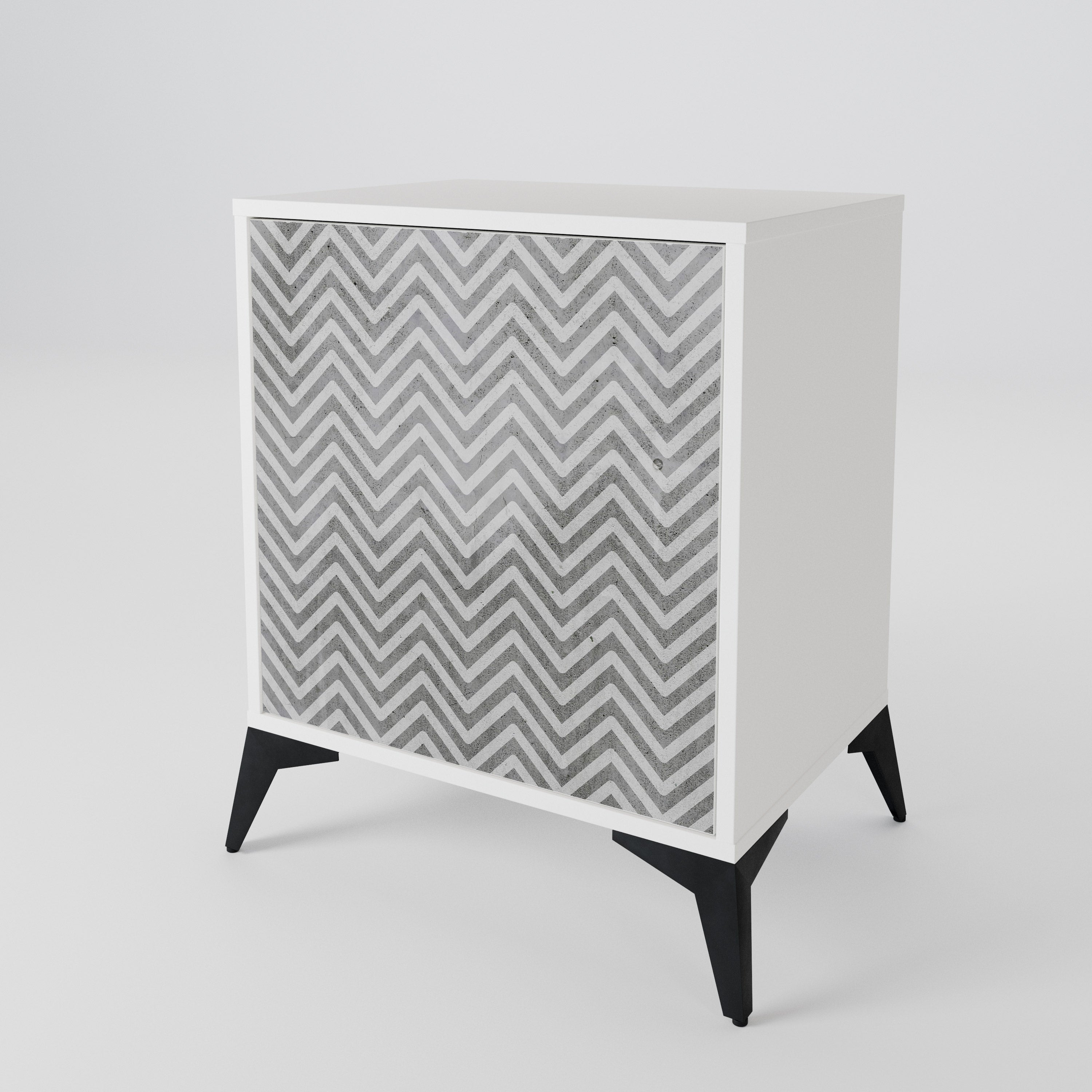CONCRETE ZIG ZAG Skänk med en dörr