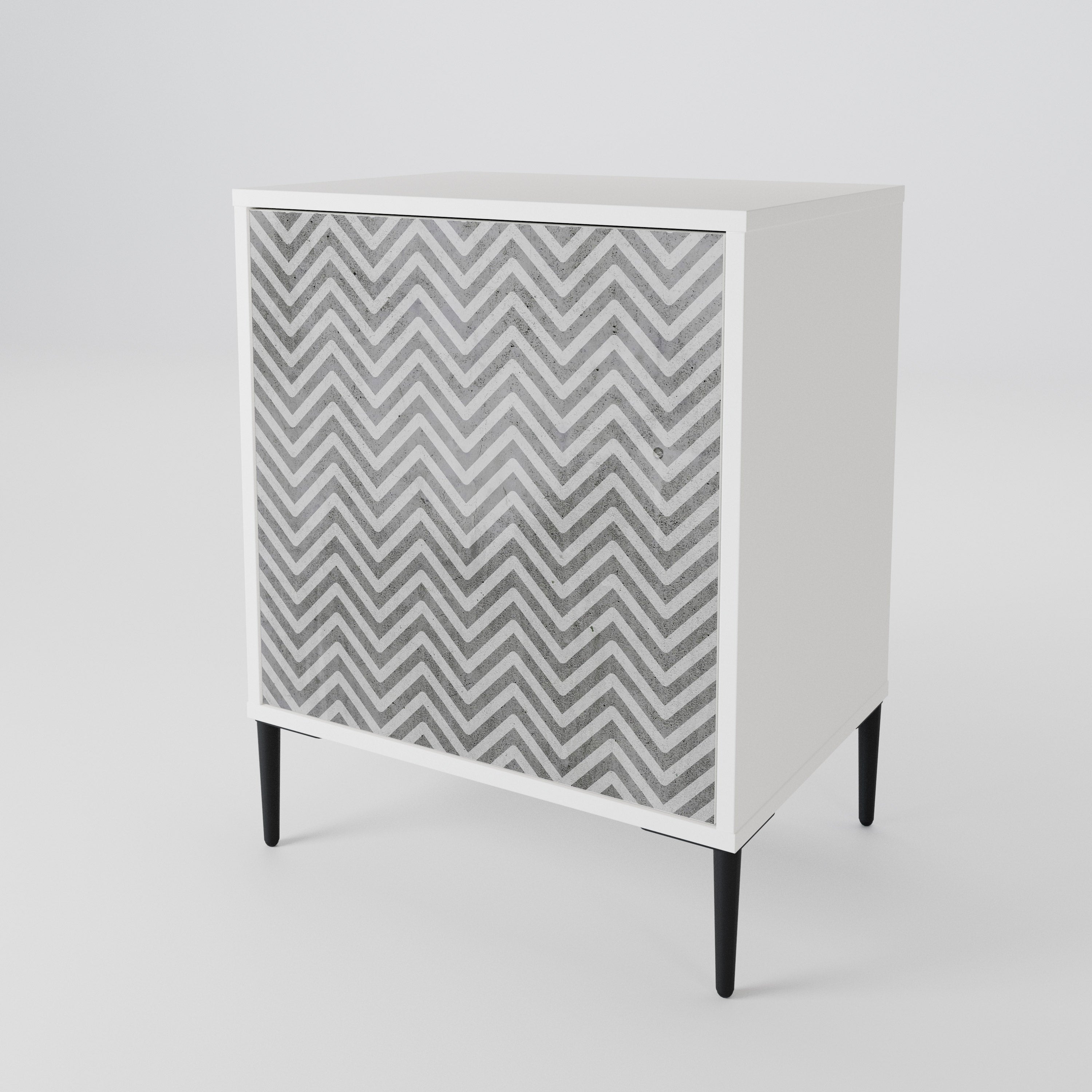 CONCRETE ZIG ZAG Skänk med en dörr
