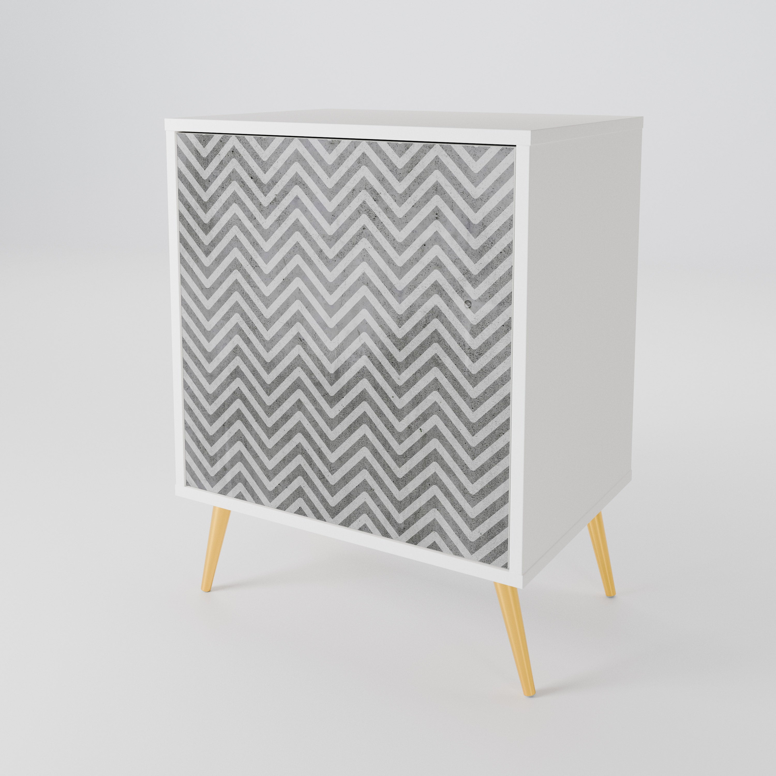 CONCRETE ZIG ZAG Skänk med en dörr
