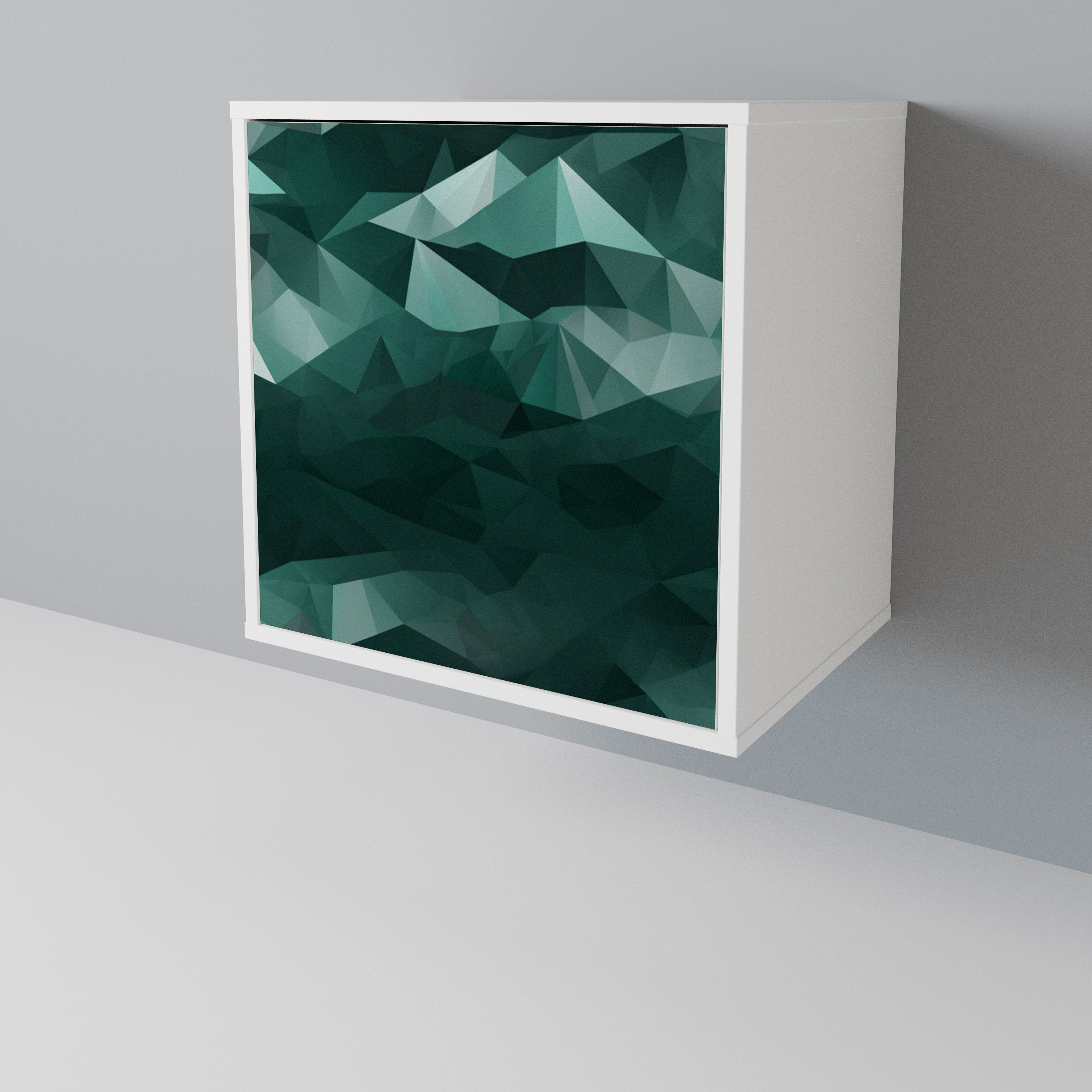 POLYGONAL FLOATING Skänk med en dörr