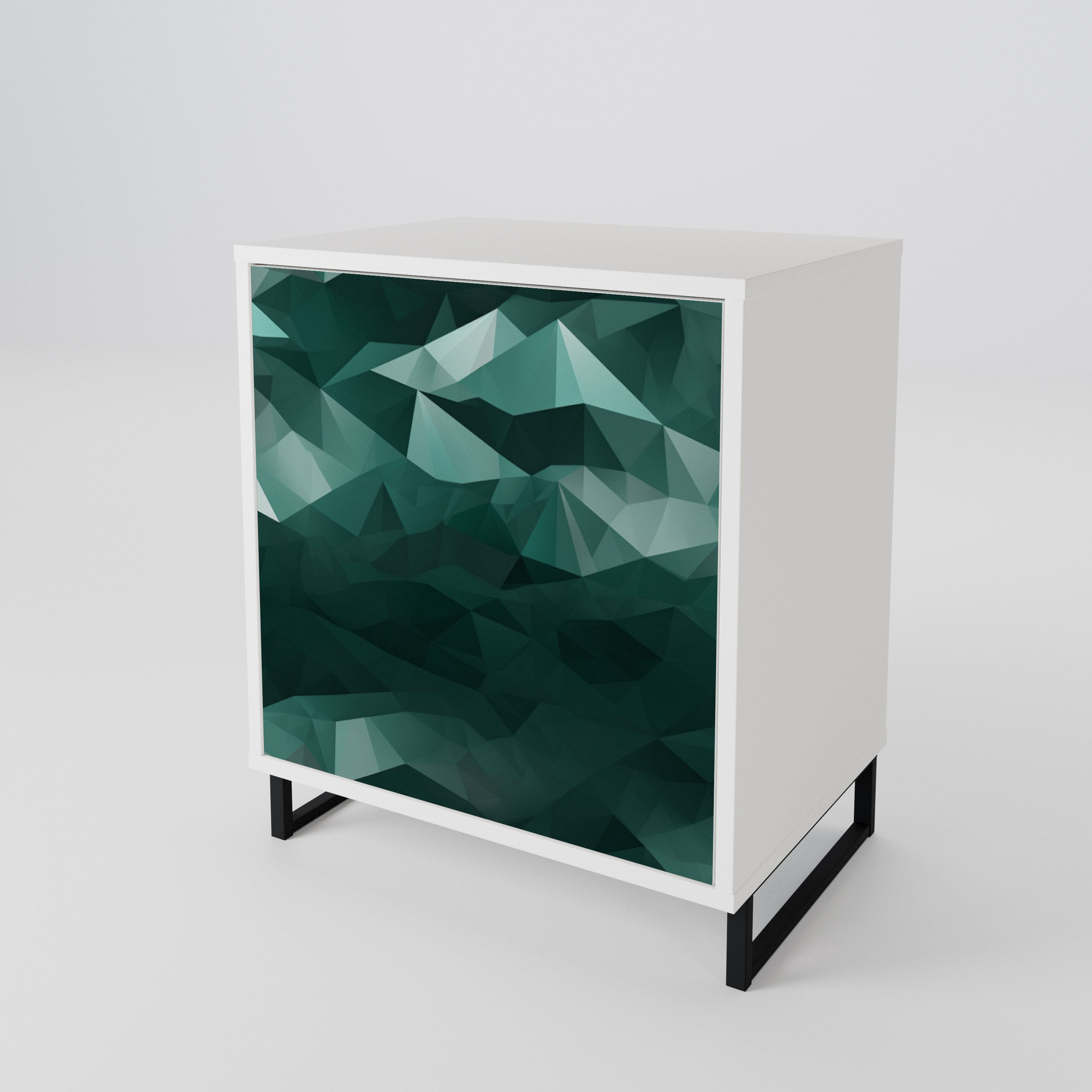 POLYGONAL FLOATING Skänk med en dörr