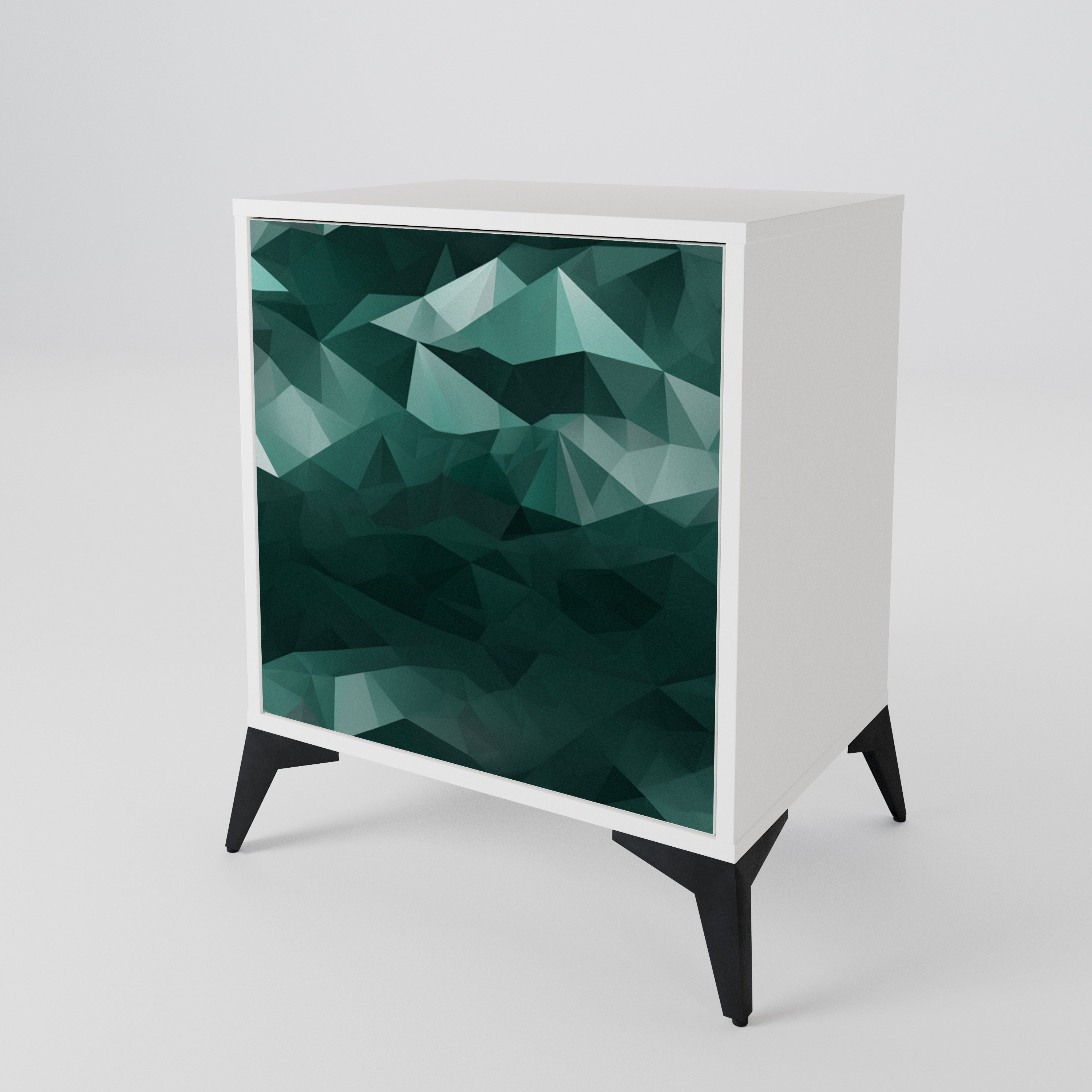 POLYGONAL FLOATING Skänk med en dörr
