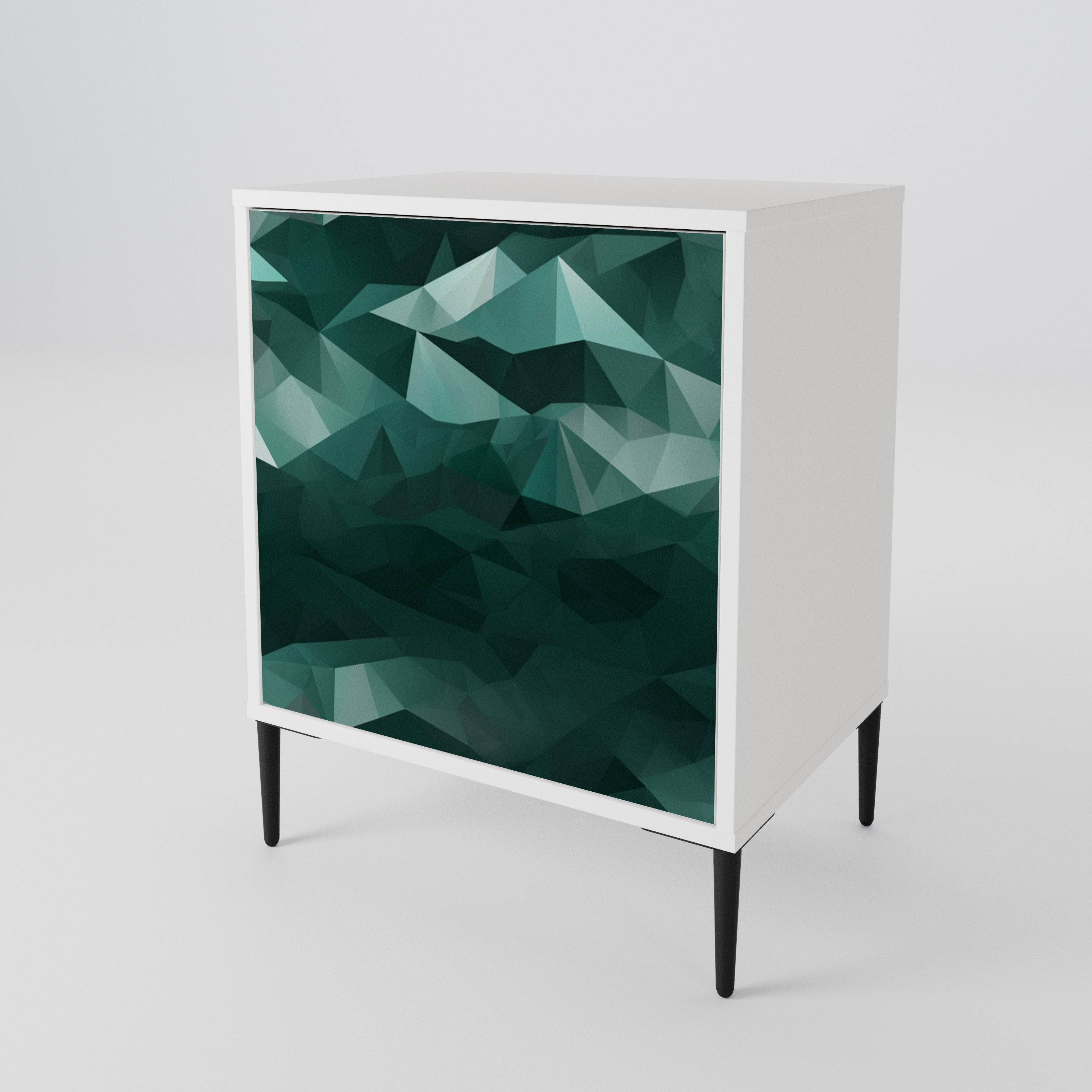 POLYGONAL FLOATING Skänk med en dörr
