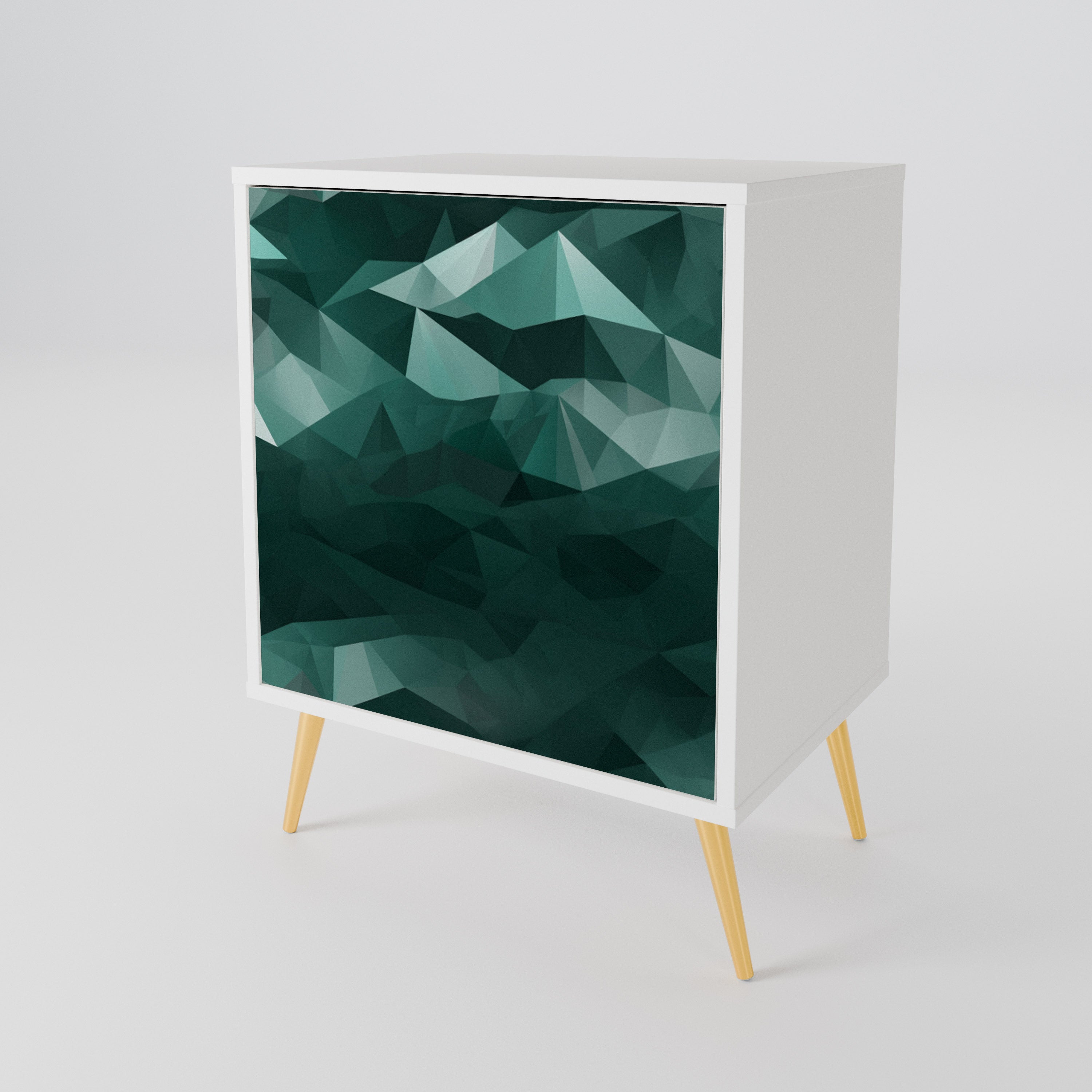 POLYGONAL FLOATING Skänk med en dörr