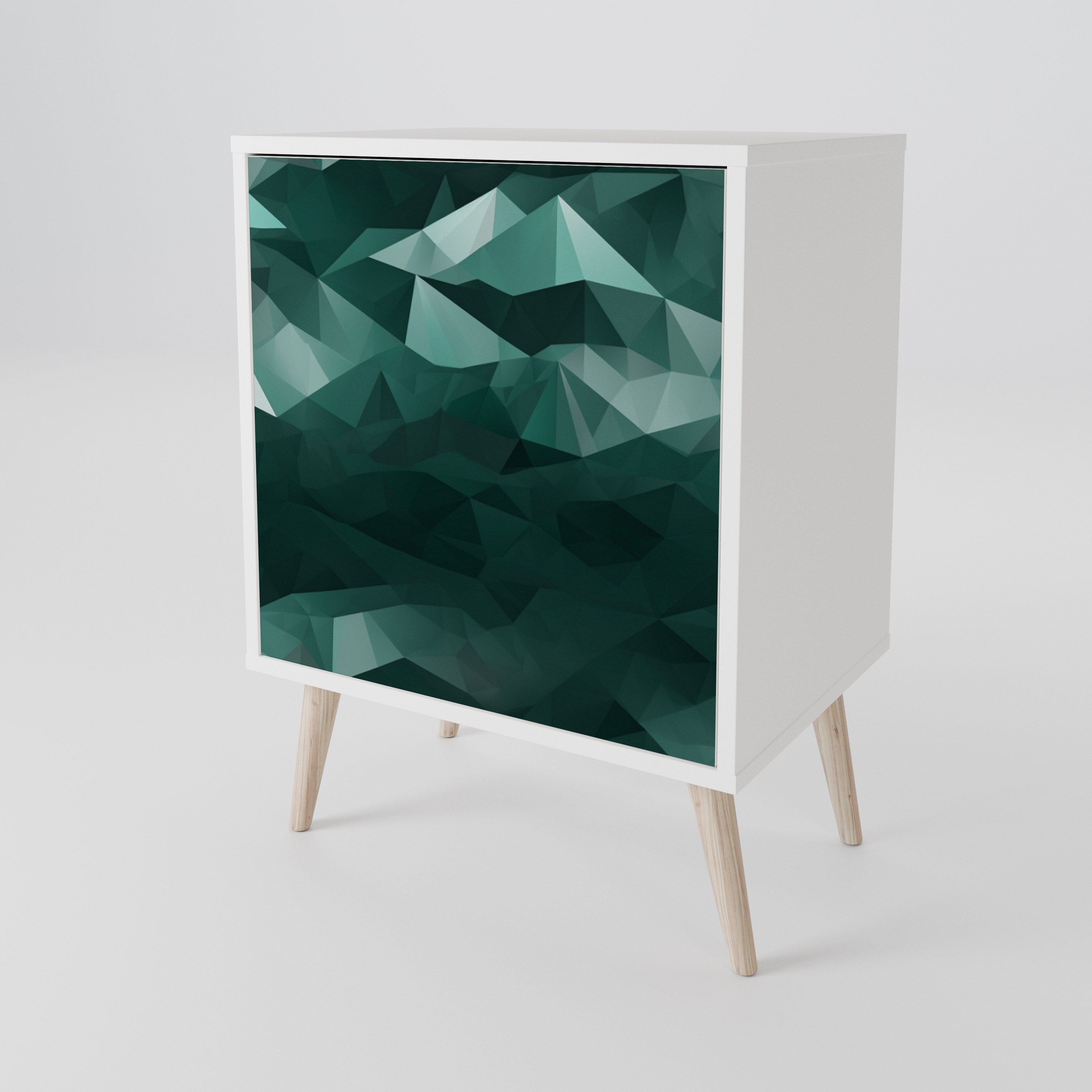 POLYGONAL FLOATING Skänk med en dörr