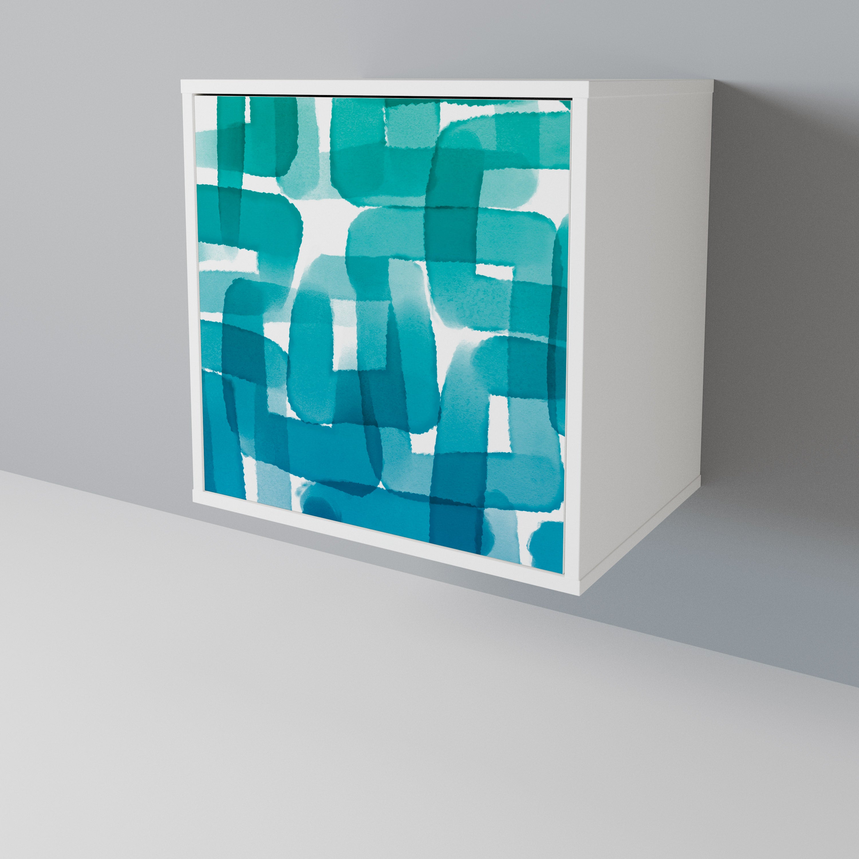 TURQUOISE RECTANGLES Skänk med en dörr