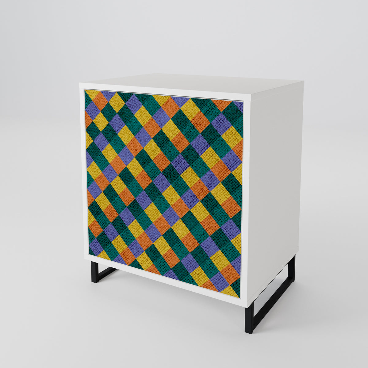 PAINTED SQUARES MIX 1-Door Sideboard