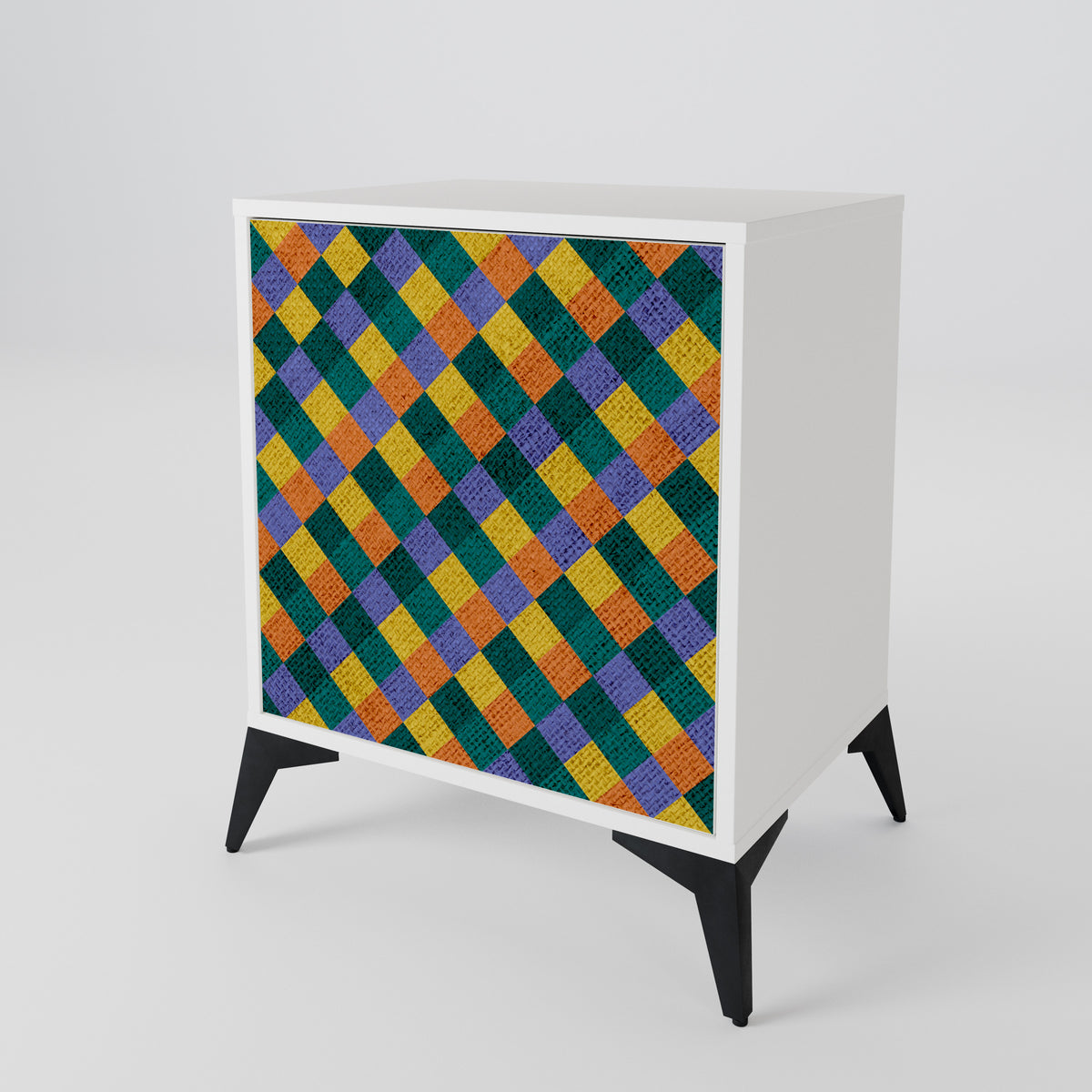 PAINTED SQUARES MIX 1-Door Sideboard
