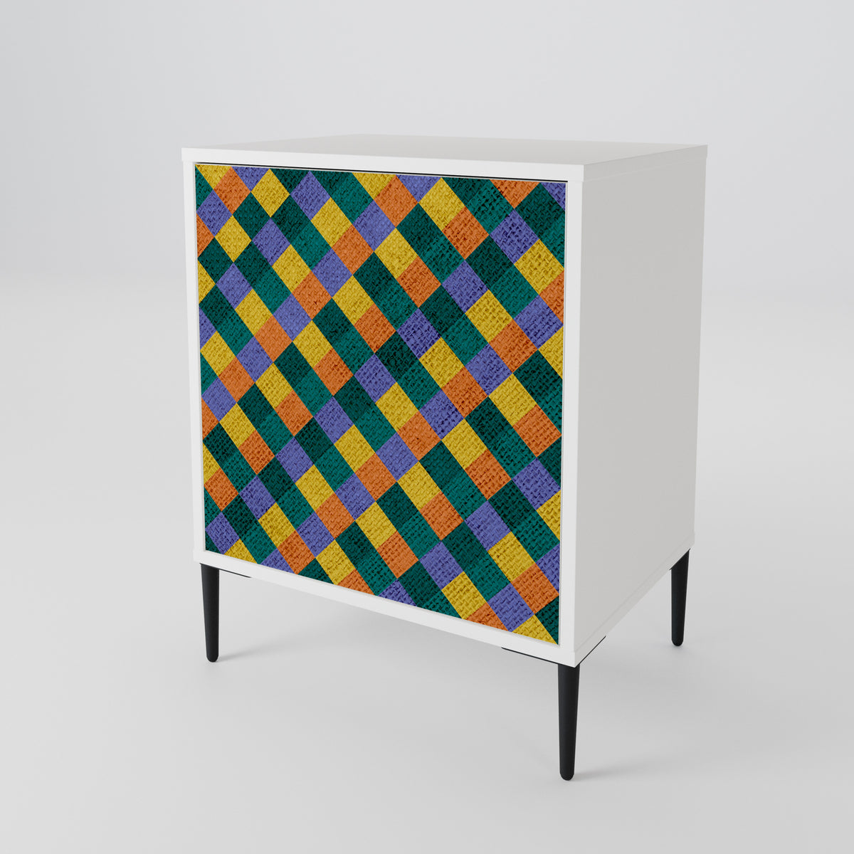 PAINTED SQUARES MIX 1-Door Sideboard