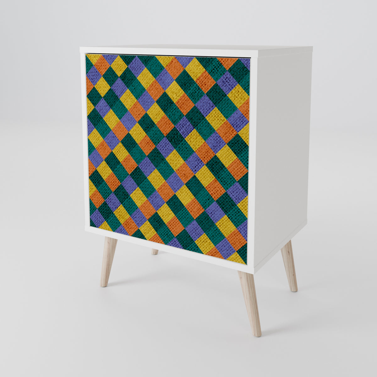 PAINTED SQUARES MIX 1-Door Sideboard