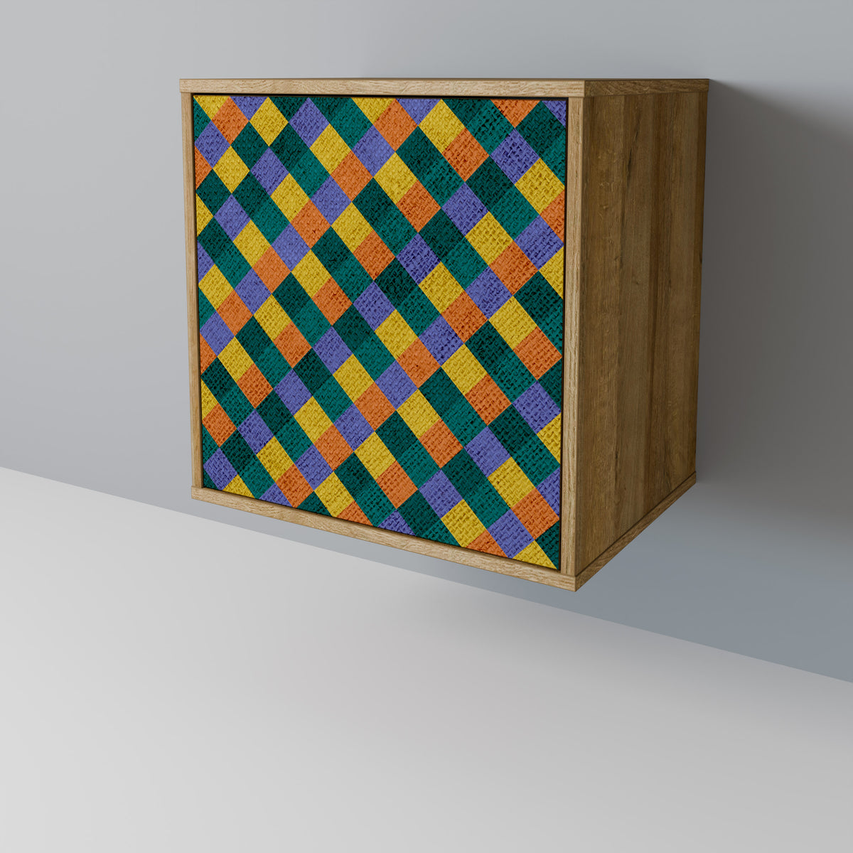 PAINTED SQUARES MIX 1-Door Sideboard