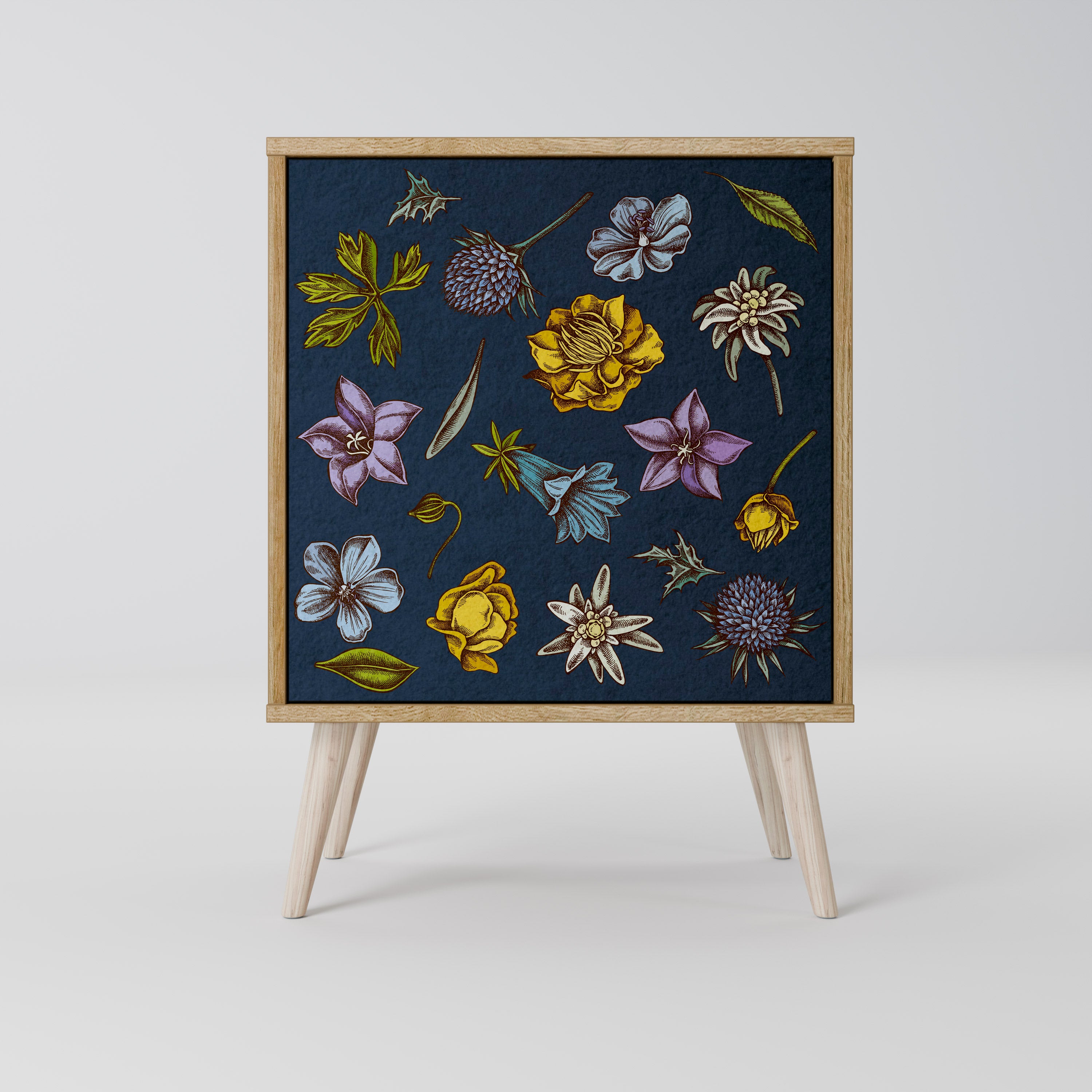FLOWERS ON NAVY BLUE 1-Door Sideboard