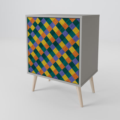 PAINTED SQUARES MIX 1-Door Sideboard