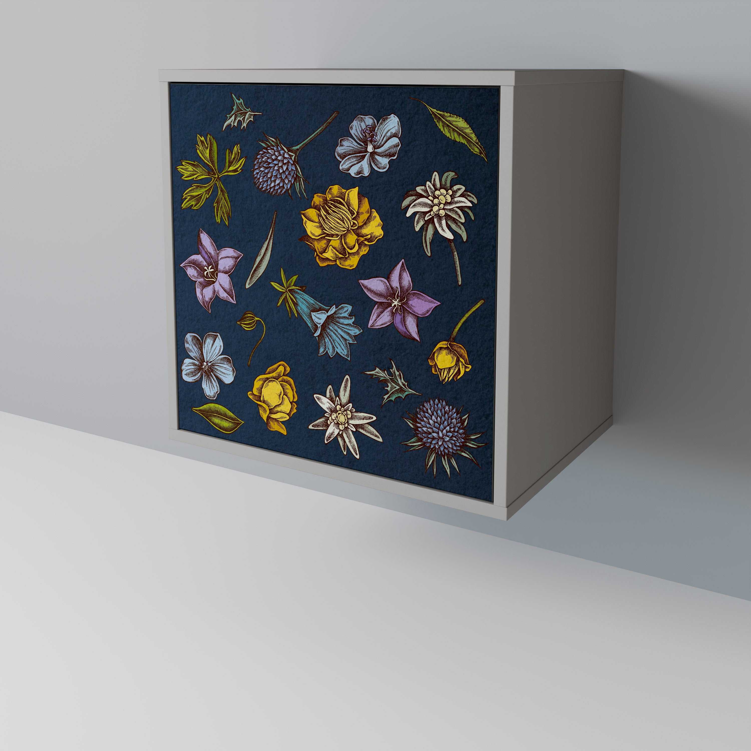 FLOWERS ON NAVY BLUE 1-Door Sideboard