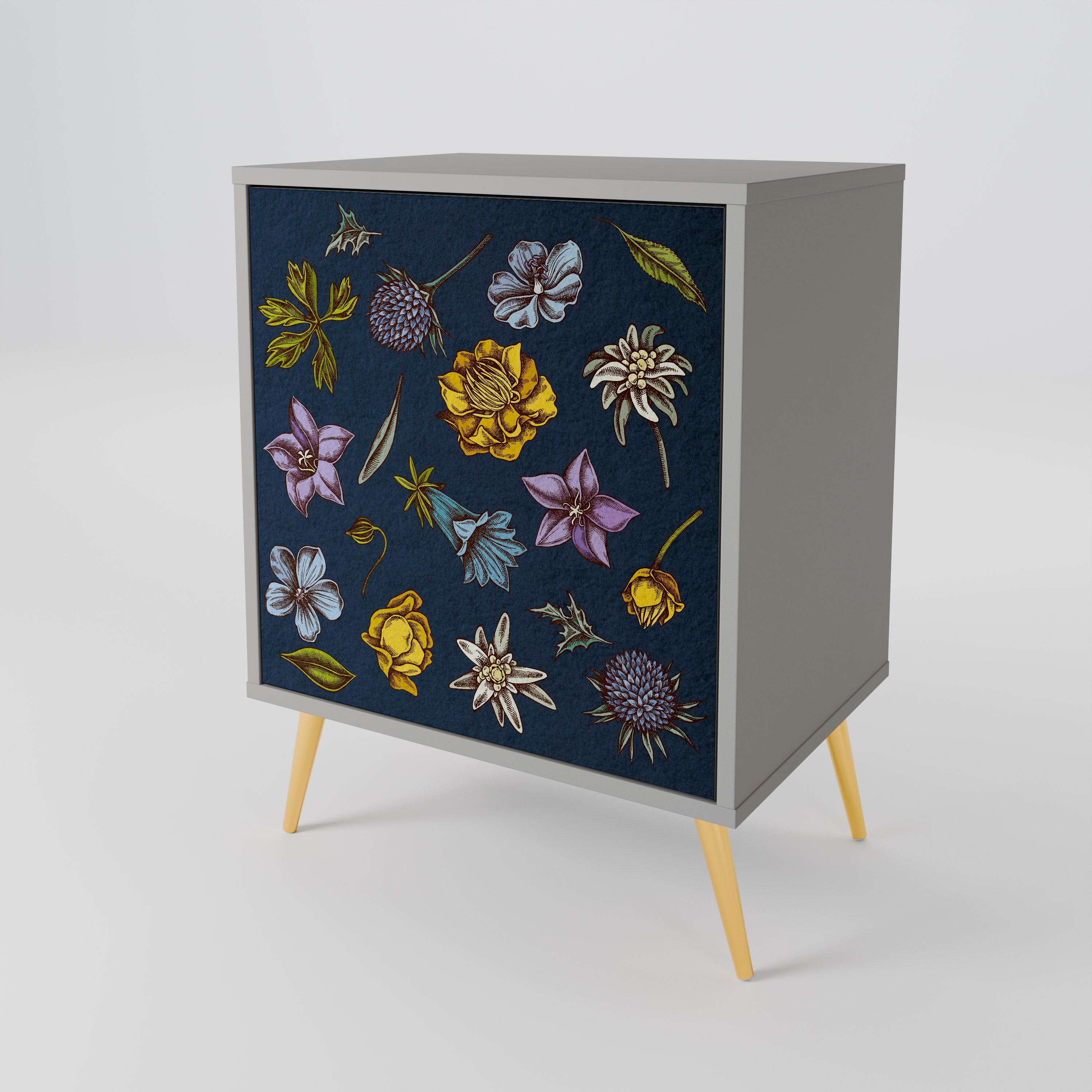 FLOWERS ON NAVY BLUE 1-Door Sideboard