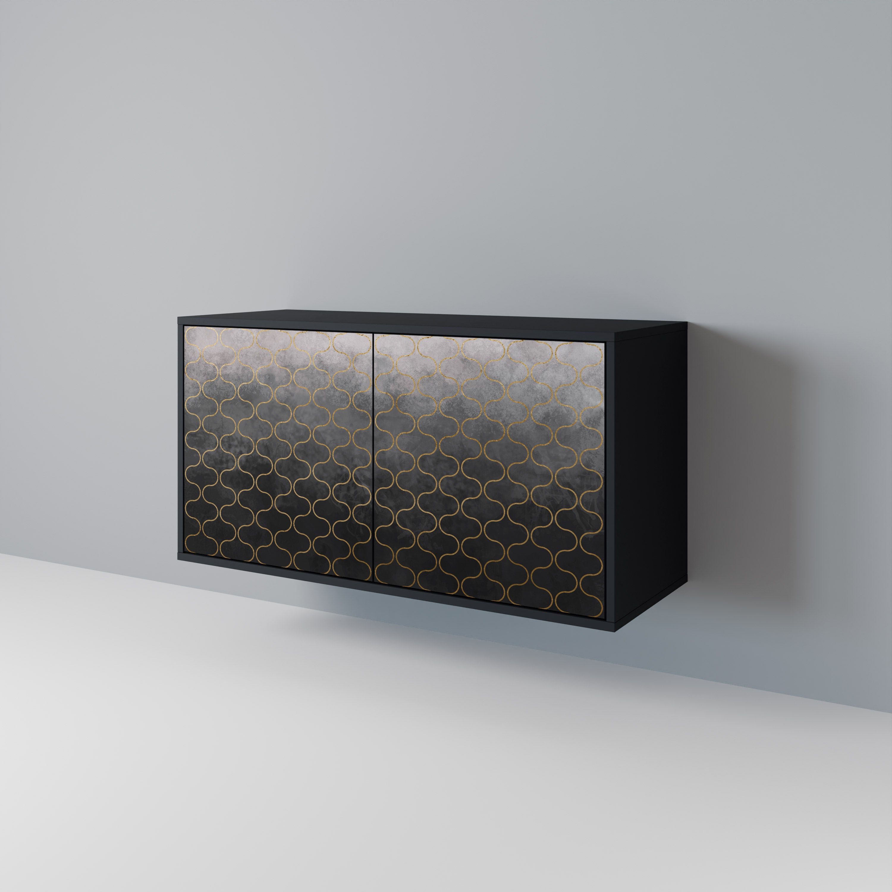 TESSELATED GRAYISH Skänk med två dörrar