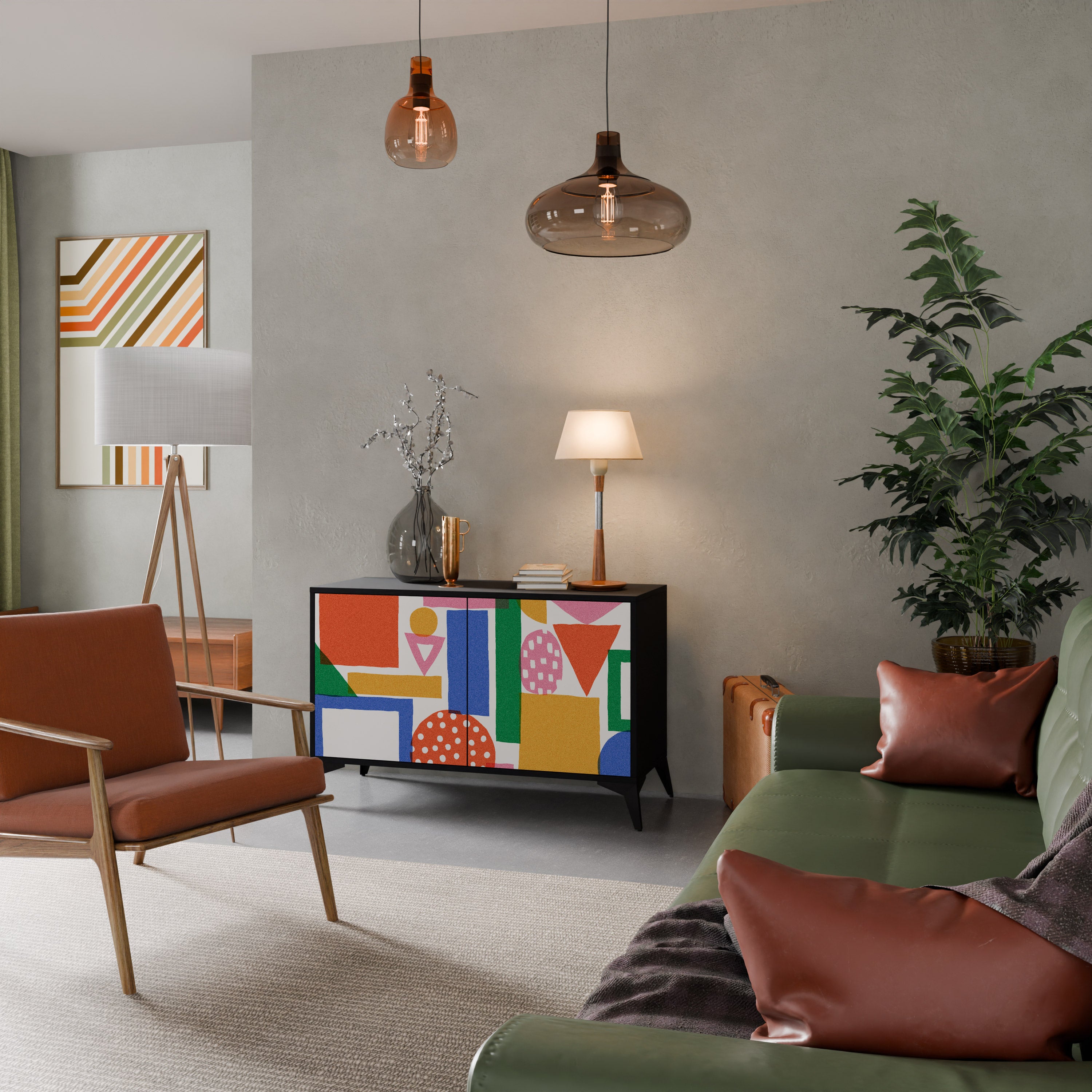 GEOMETRIC GLIMMER Skänk med två dörrar