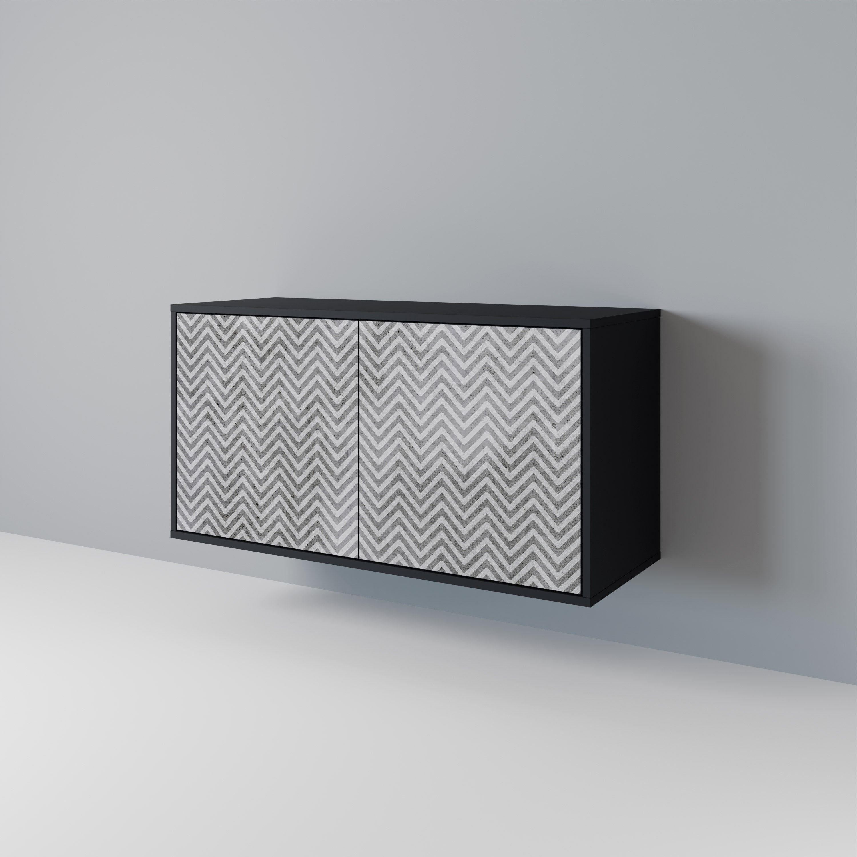 CONCRETE ZIG ZAG Skänk med två dörrar