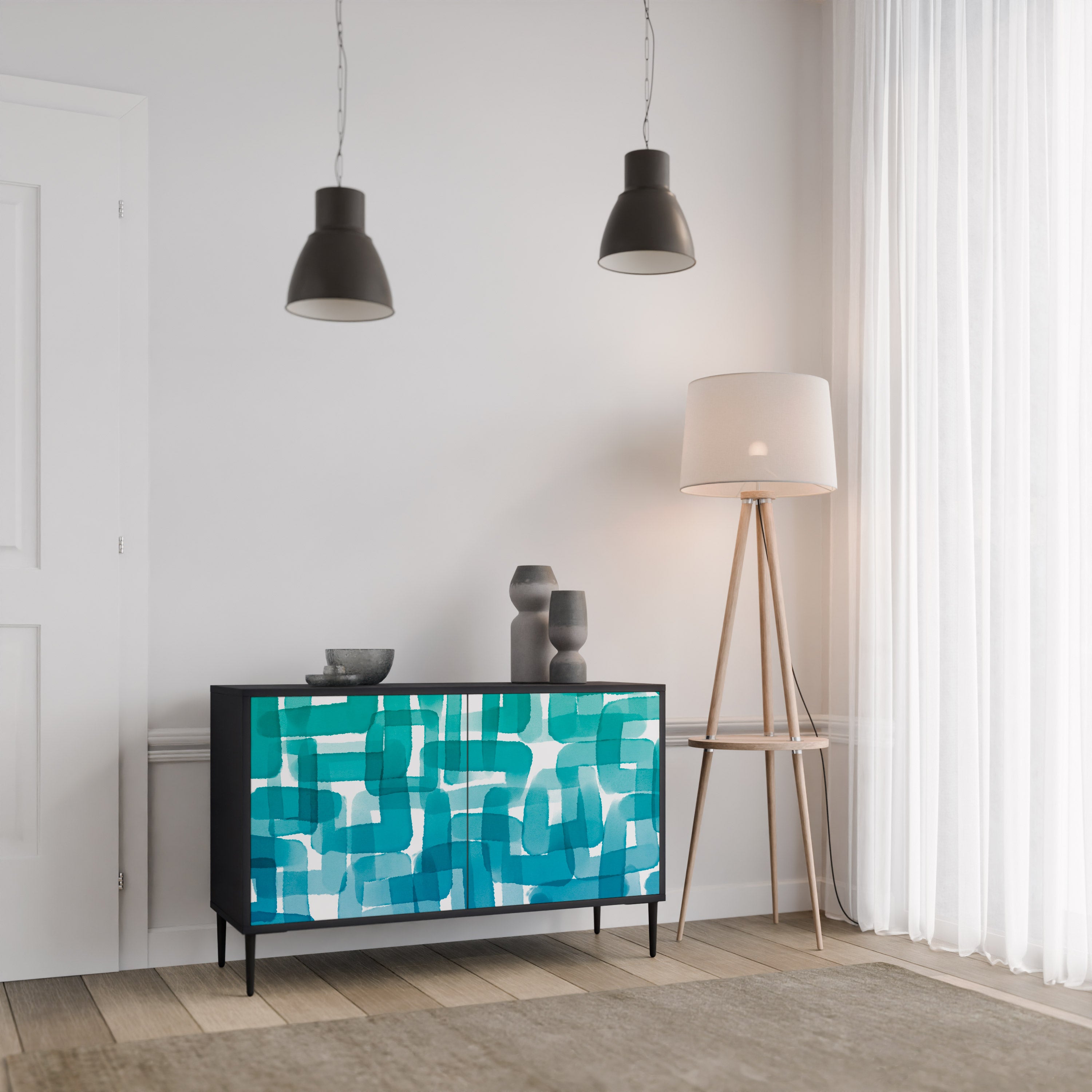 TURQUOISE RECTANGLES 2-türiges Sideboard