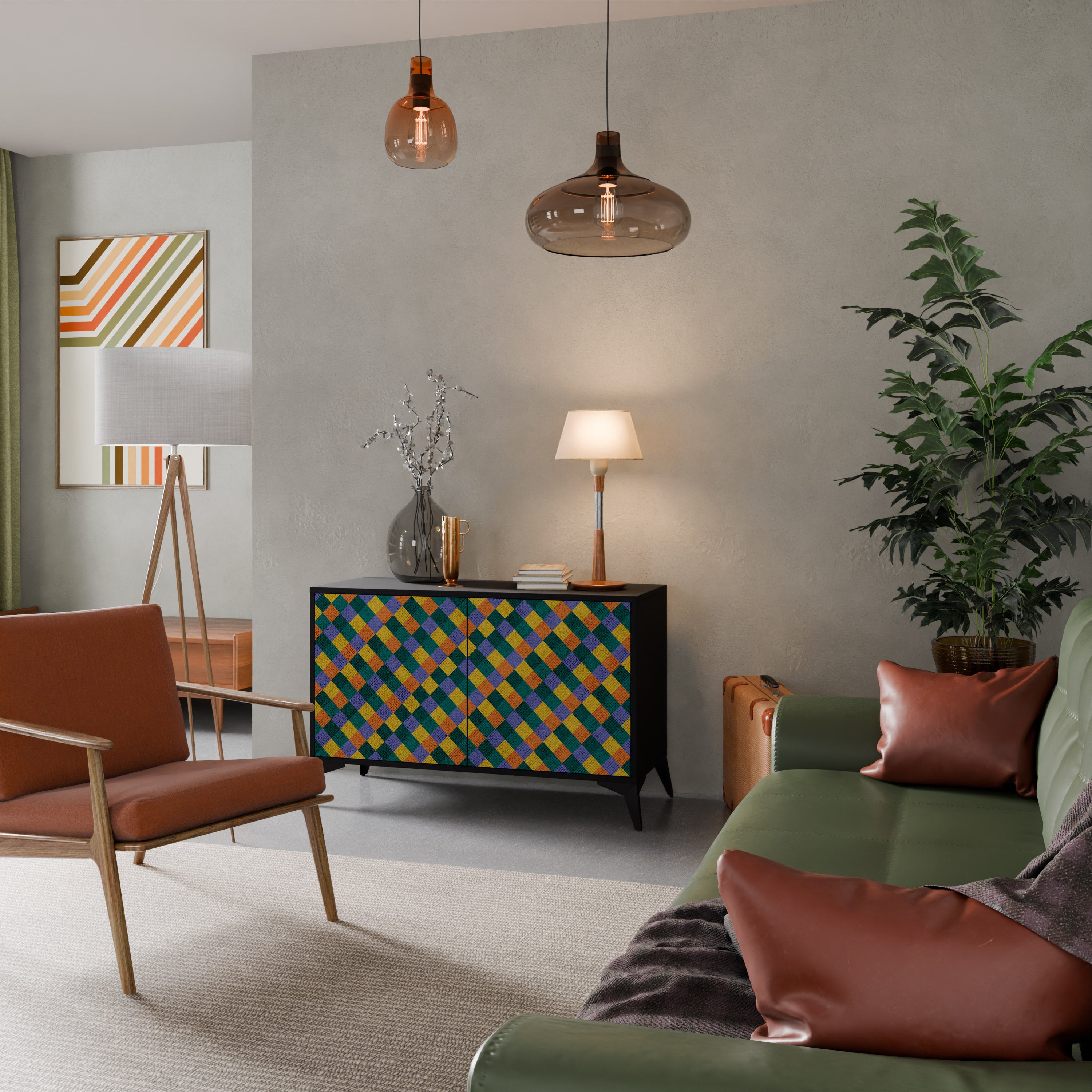 PAINTED SQUARES MIX 2-Door Sideboard