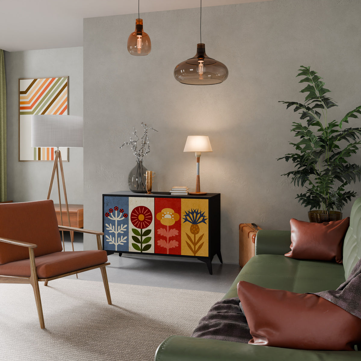 SCANDIC FLOWERET Dvoudveřová komoda