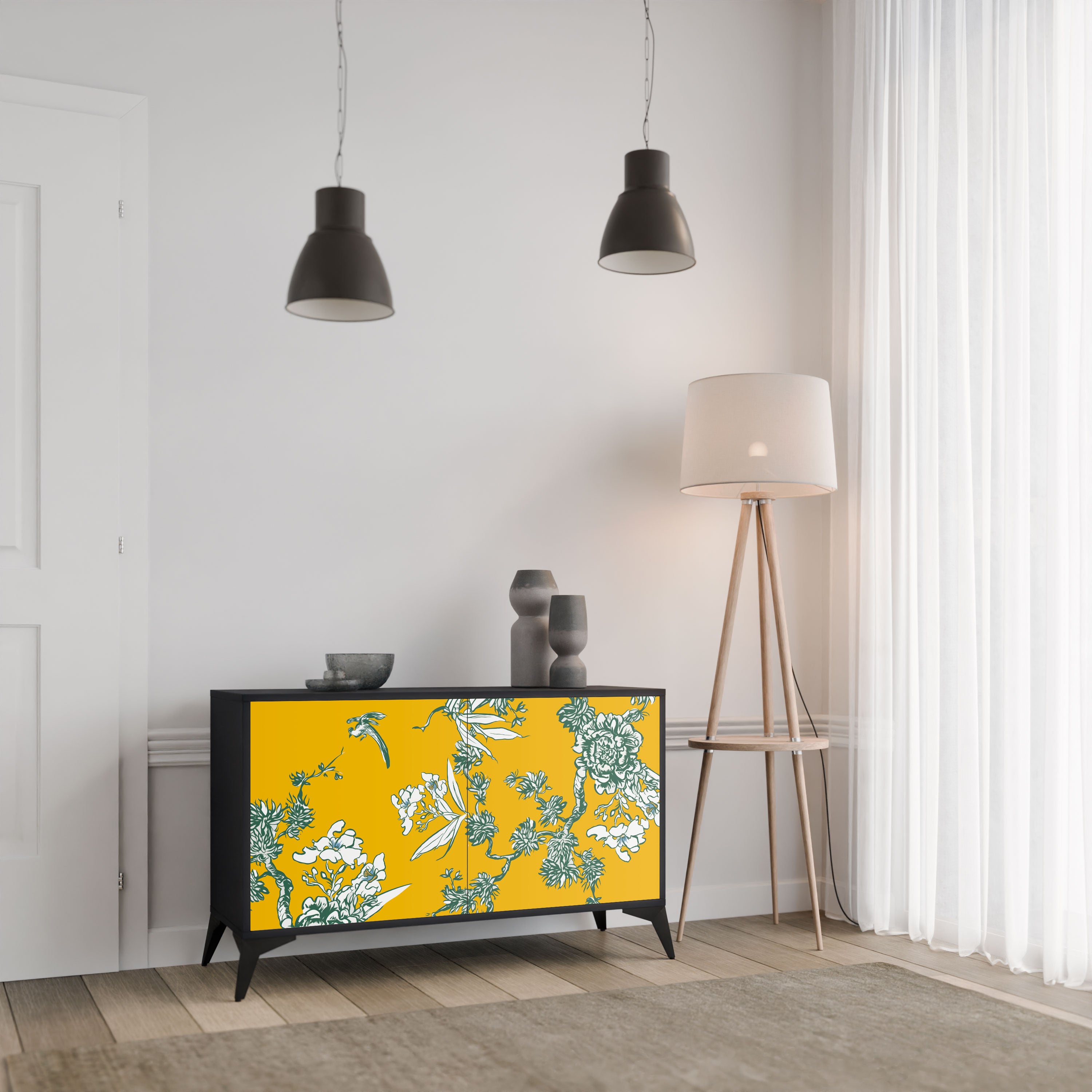 YELLOW CHINOISERIE Komoda 2-drzwiowa korpus Czarny