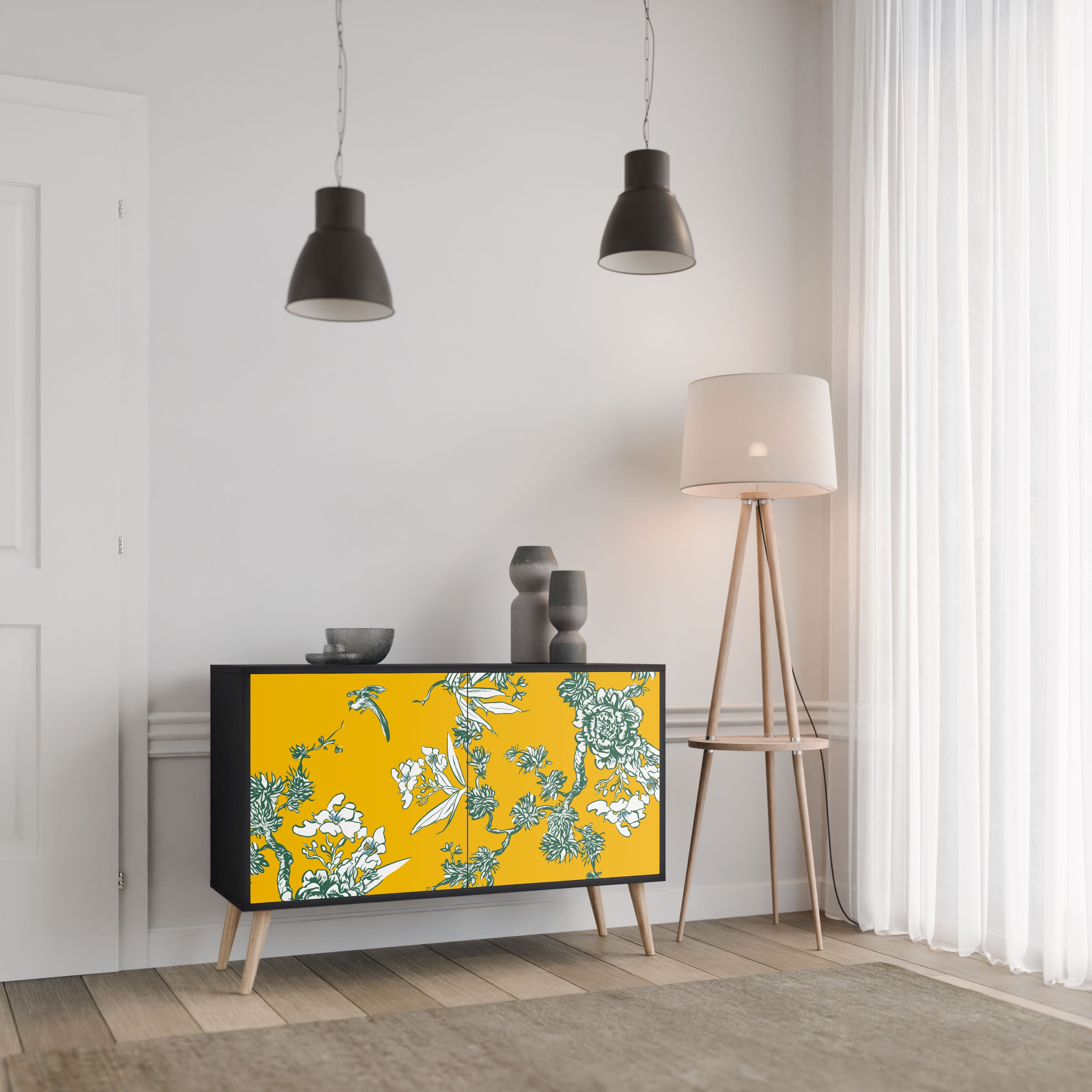 YELLOW CHINOISERIE Komoda 2-drzwiowa korpus Czarny