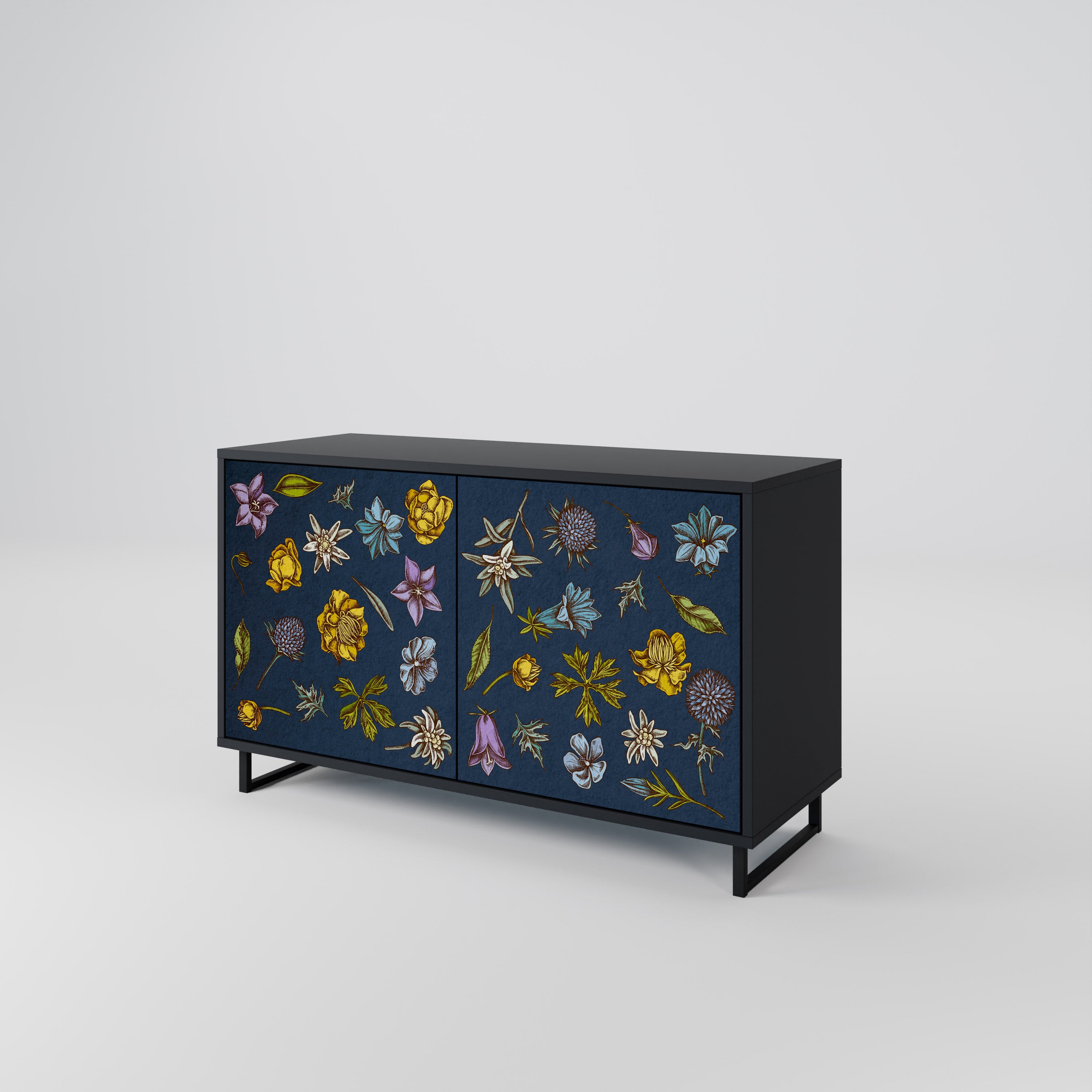FLOWERS ON NAVY BLUE 2-Door Sideboard