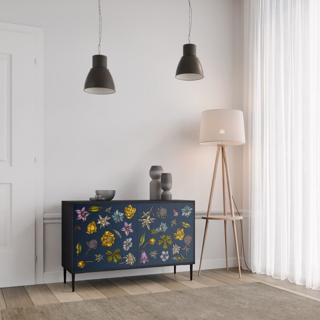 FLOWERS ON NAVY BLUE 2-türiges Sideboard