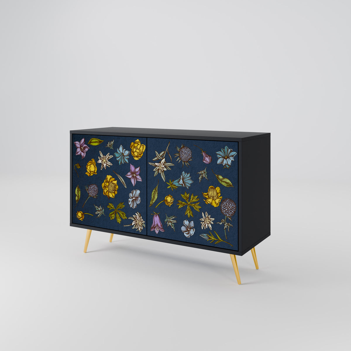 FLOWERS ON NAVY BLUE Μπουφές 2-θυρών