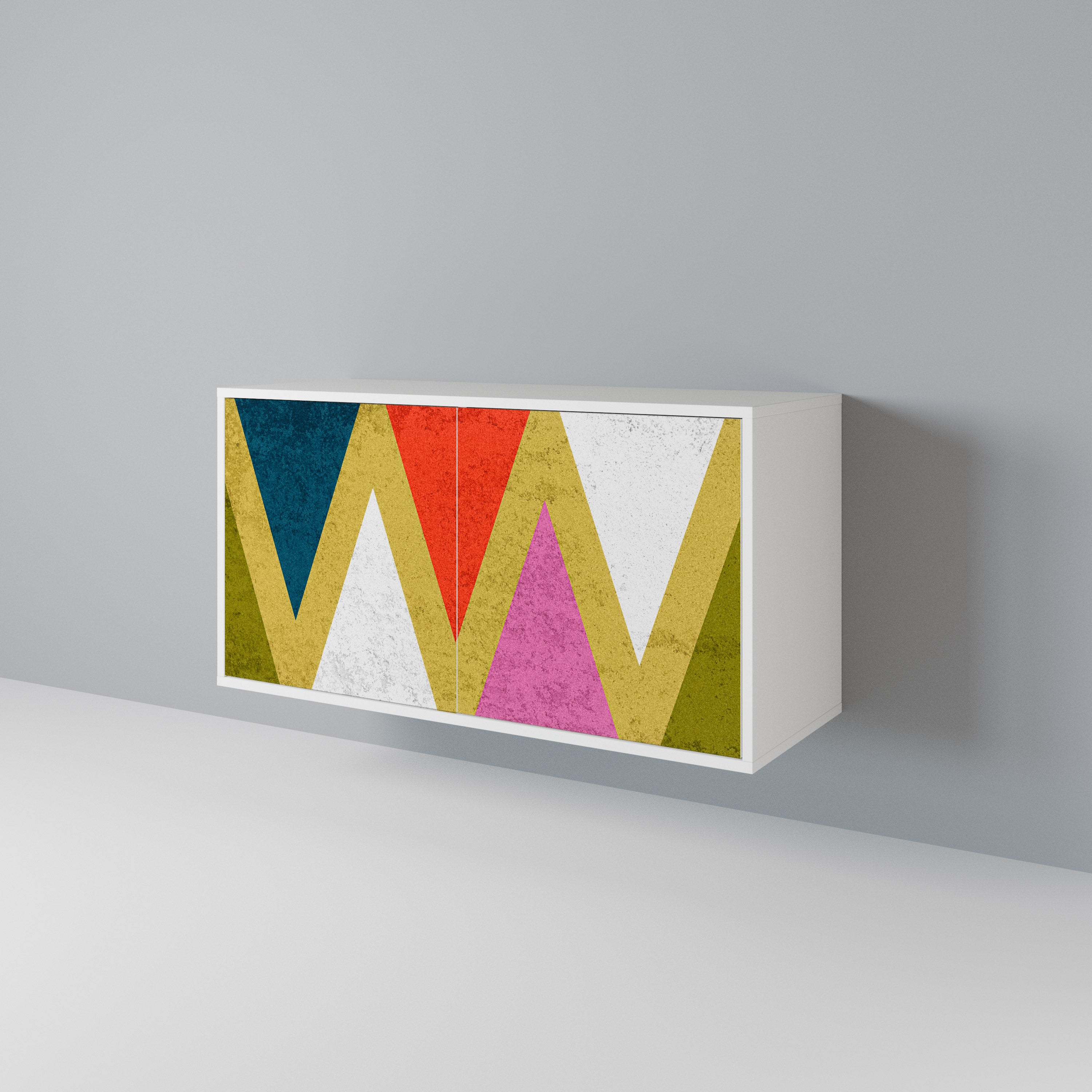 COLORFUL TRIANGLES Skänk med två dörrar