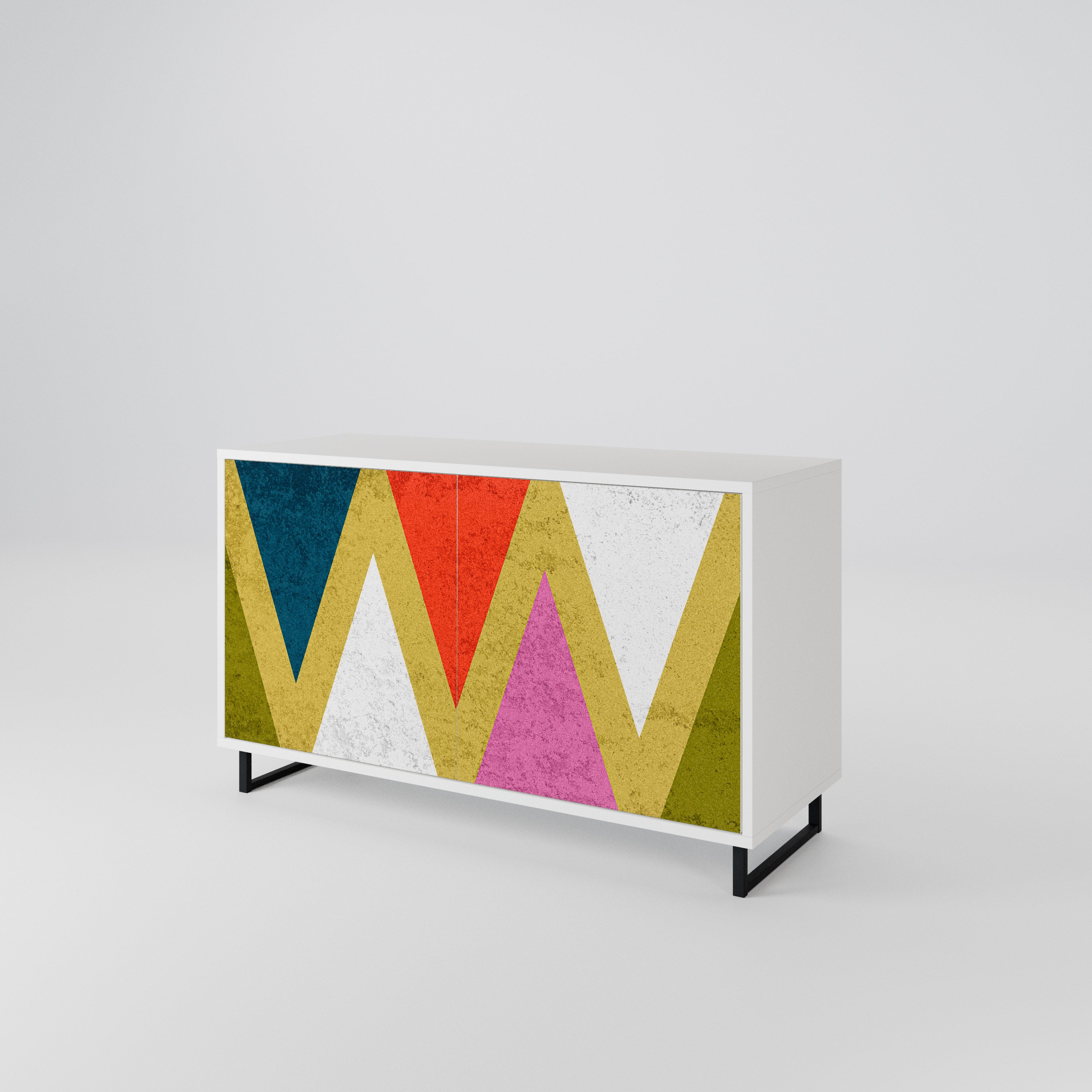 COLORFUL TRIANGLES Skänk med två dörrar