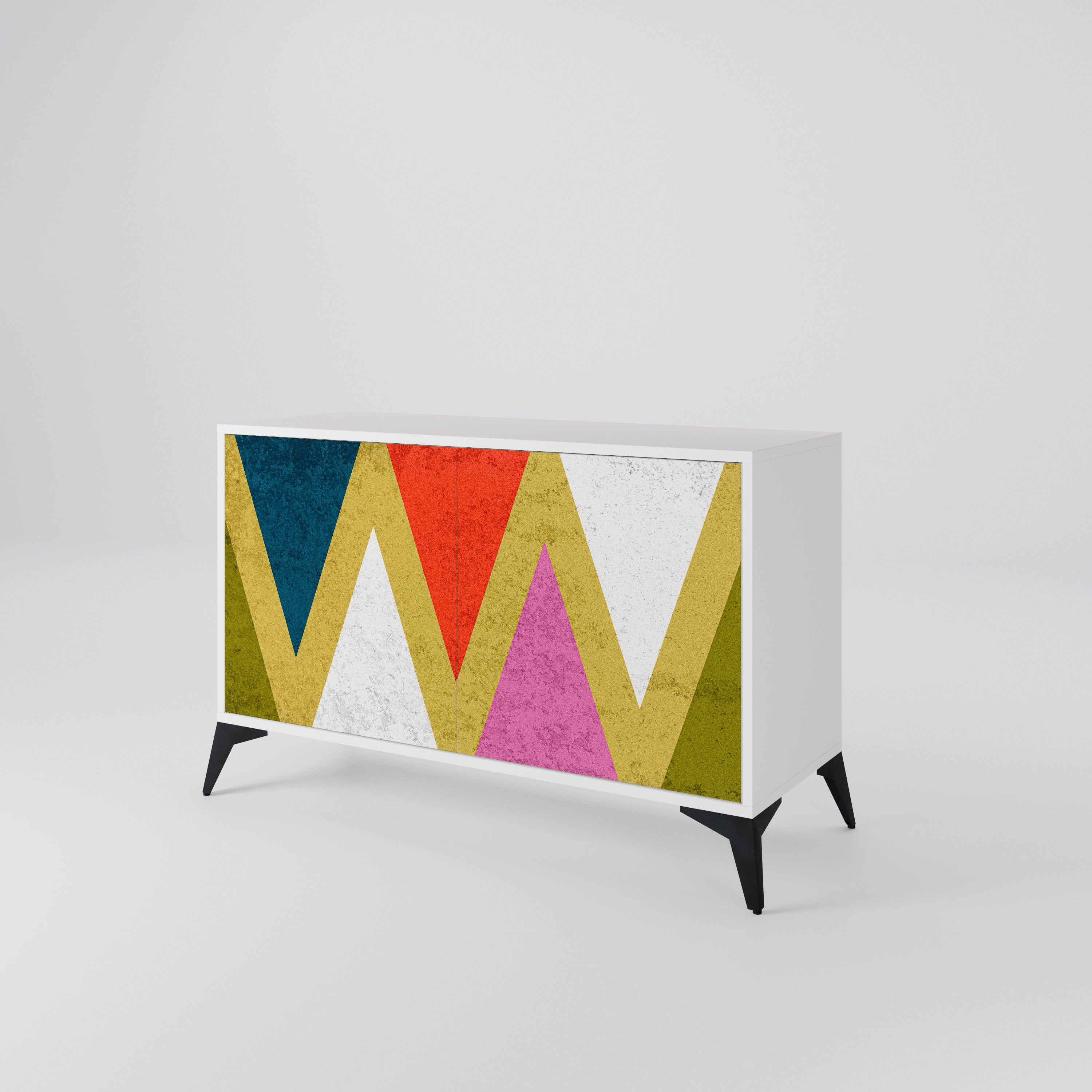 COLORFUL TRIANGLES Skänk med två dörrar