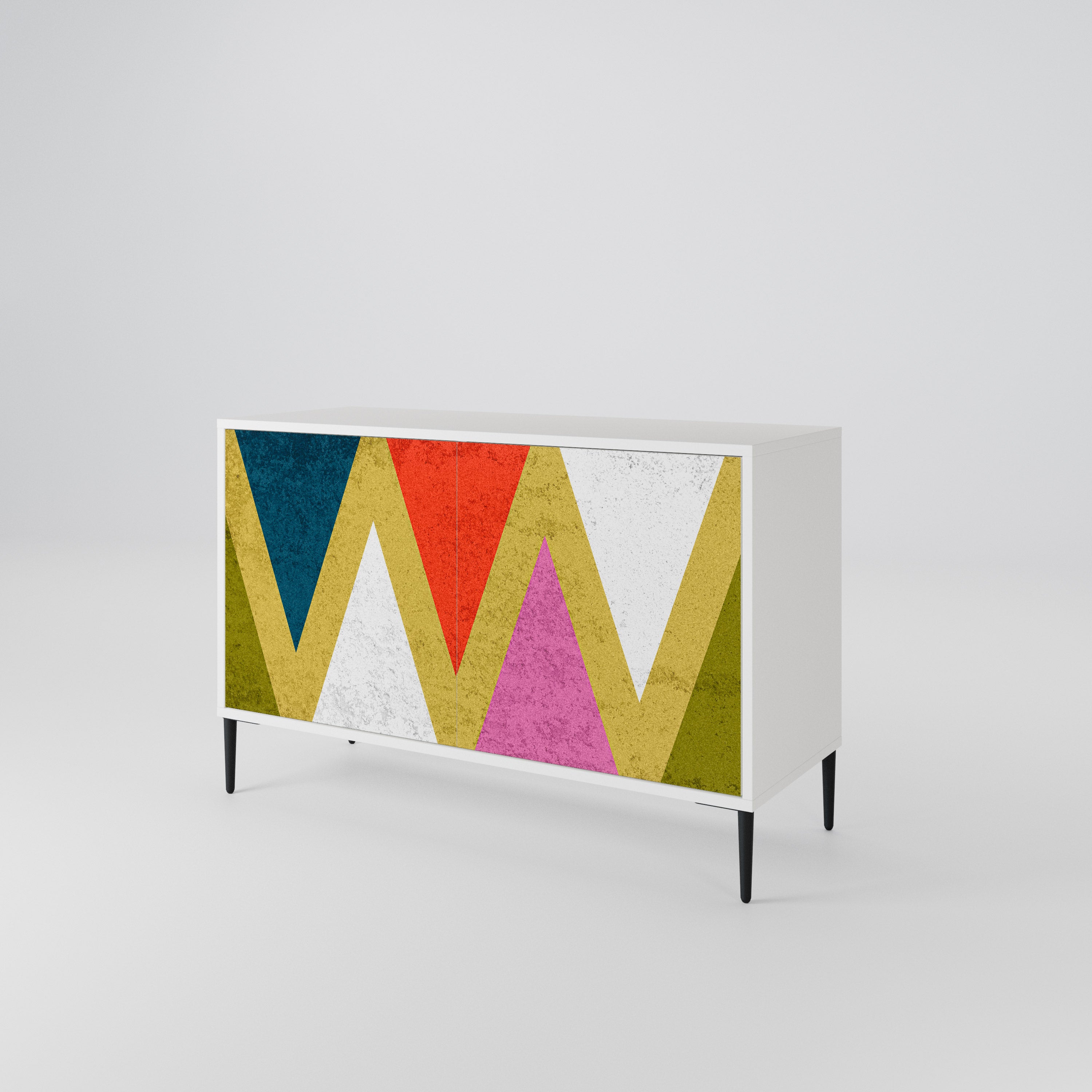COLORFUL TRIANGLES Skänk med två dörrar