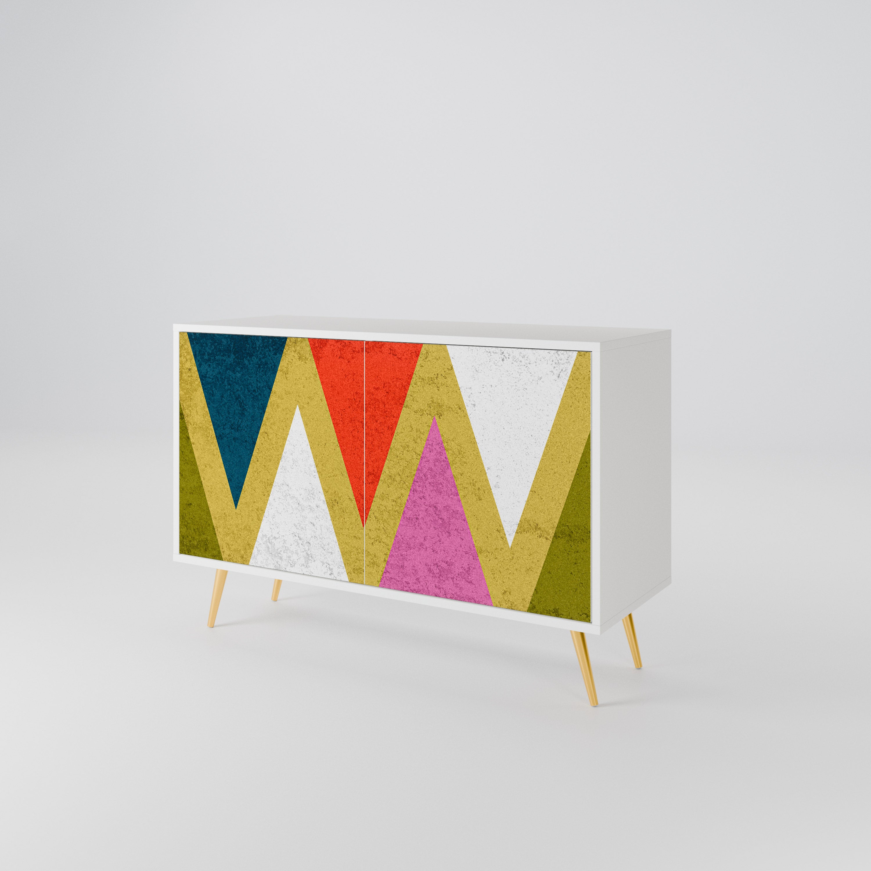 COLORFUL TRIANGLES Skänk med två dörrar