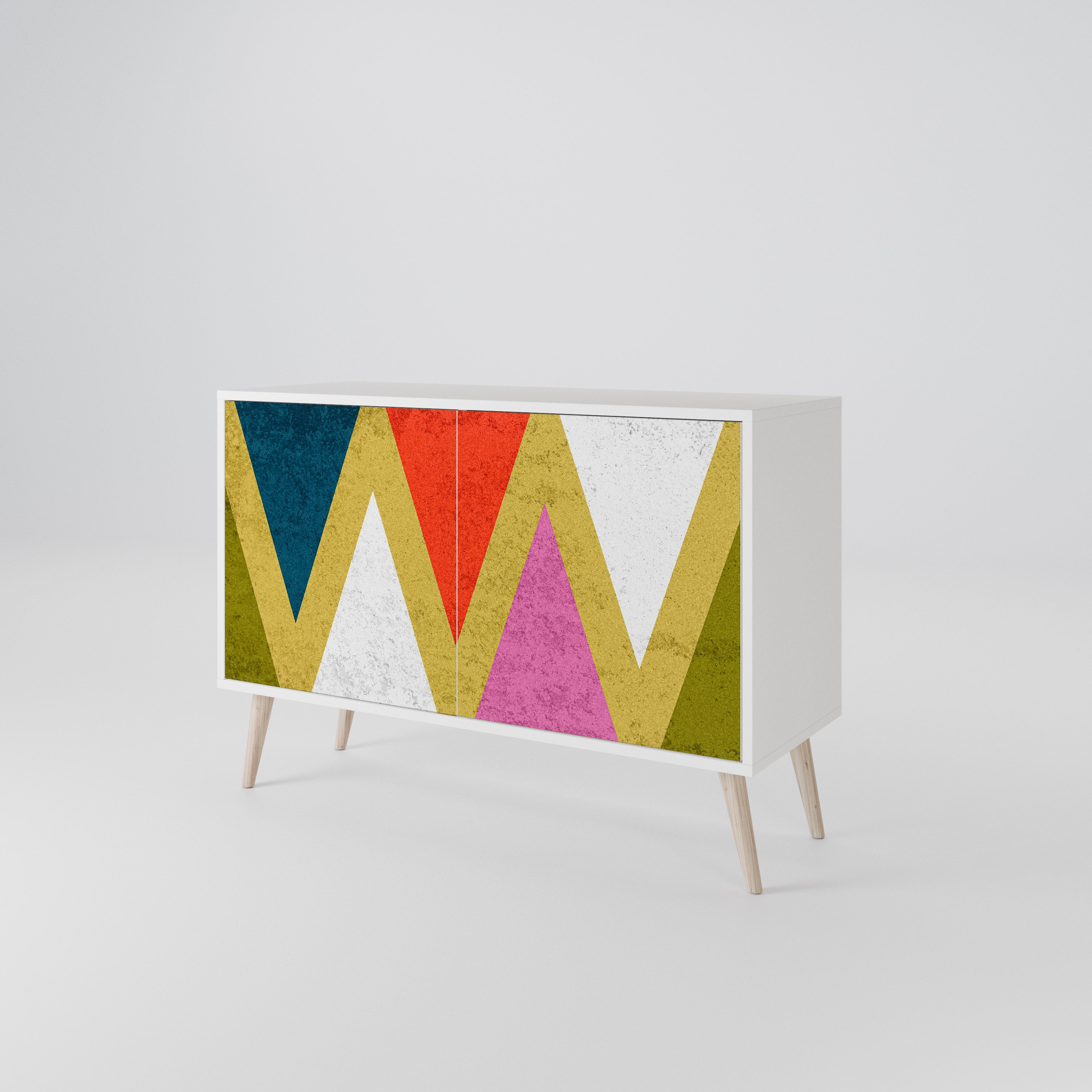 COLORFUL TRIANGLES Skänk med två dörrar