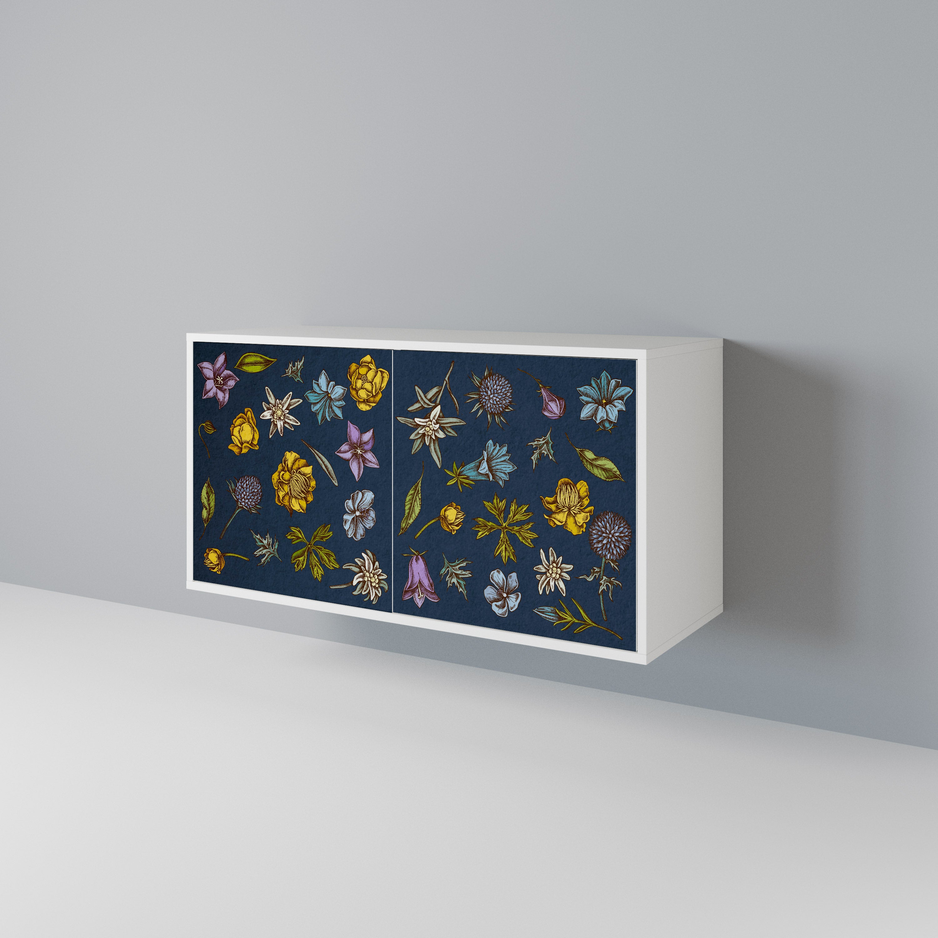 FLOWERS ON NAVY BLUE Dvoudveřová komoda