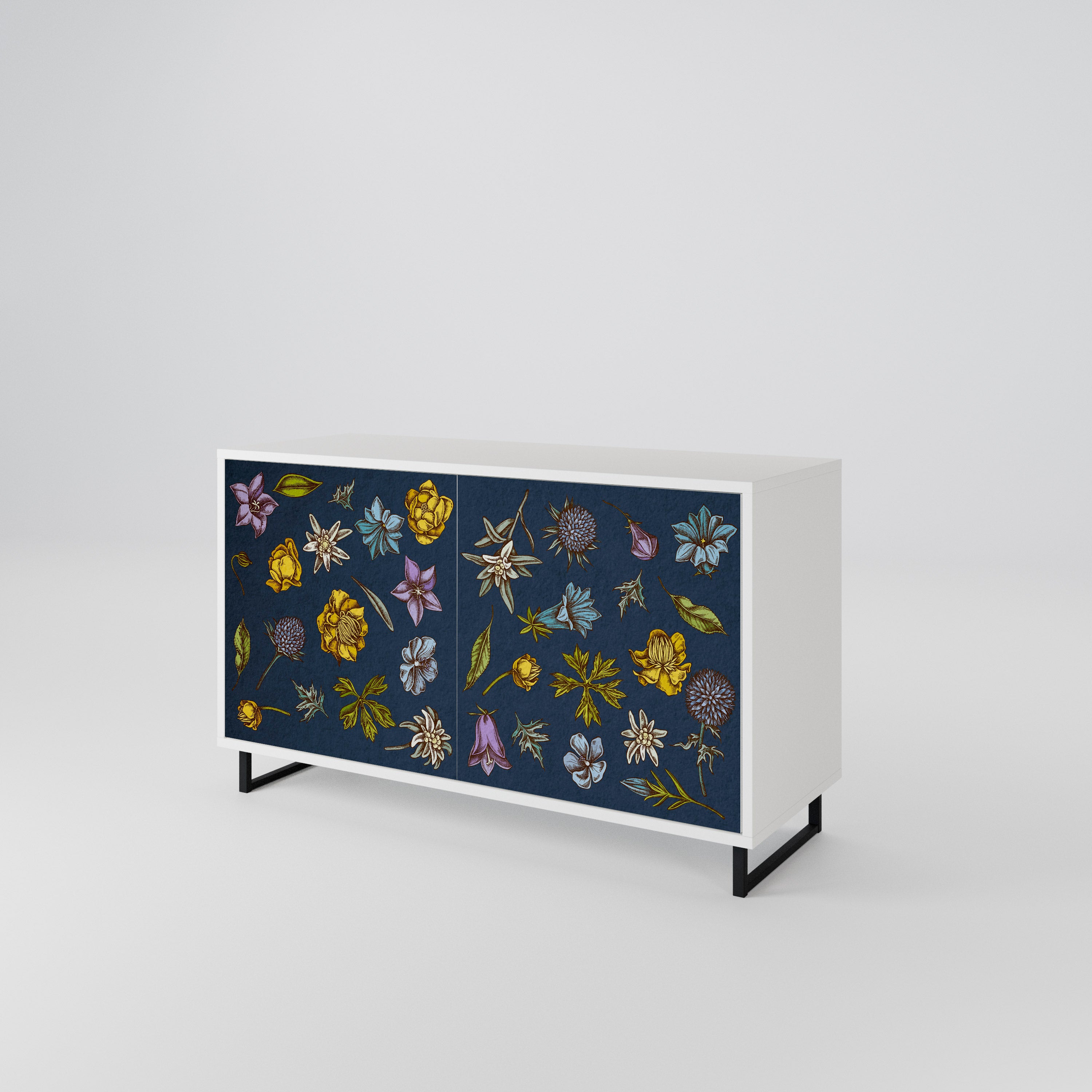 FLOWERS ON NAVY BLUE Dvoudveřová komoda
