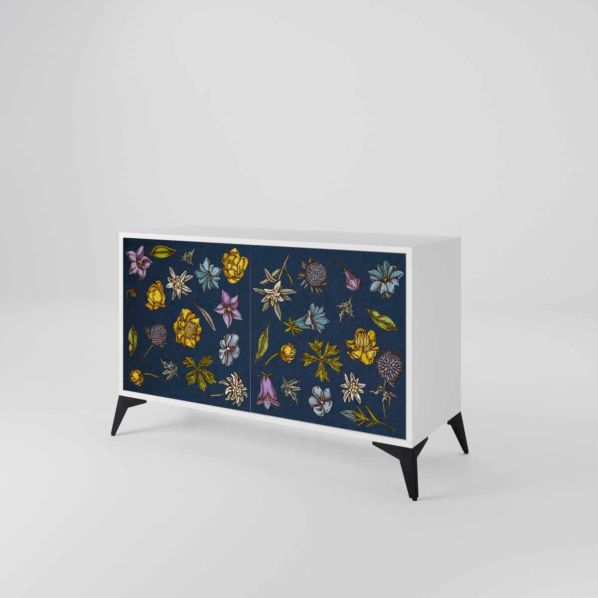 FLOWERS ON NAVY BLUE Μπουφές 2-θυρών