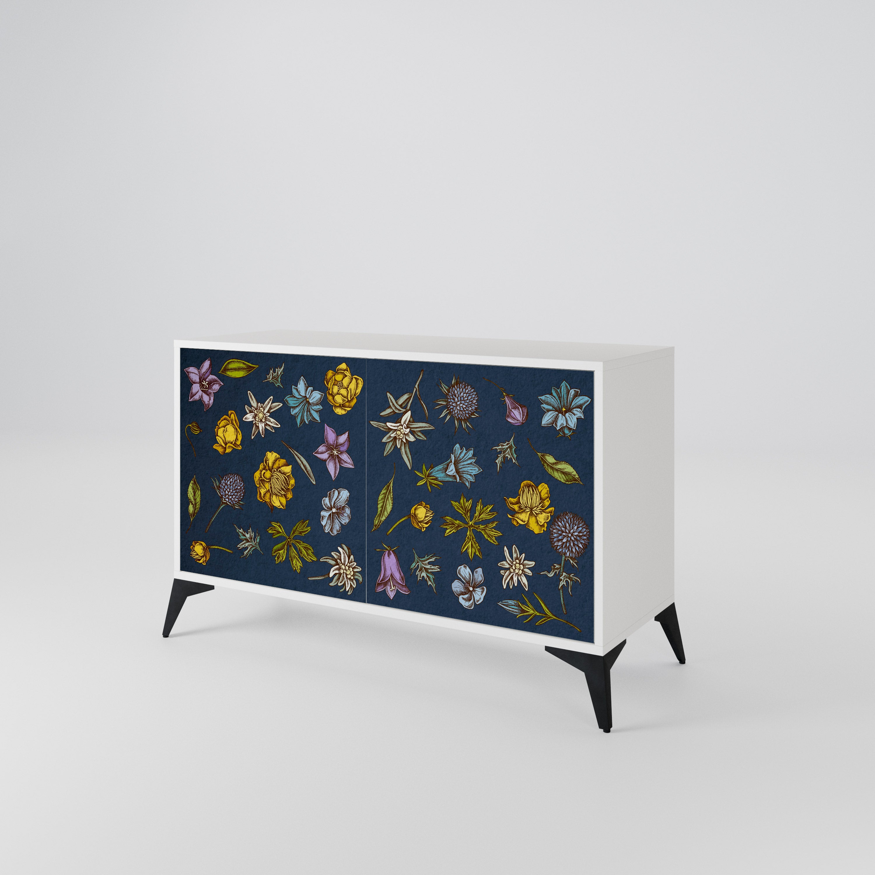 FLOWERS ON NAVY BLUE Dvoudveřová komoda