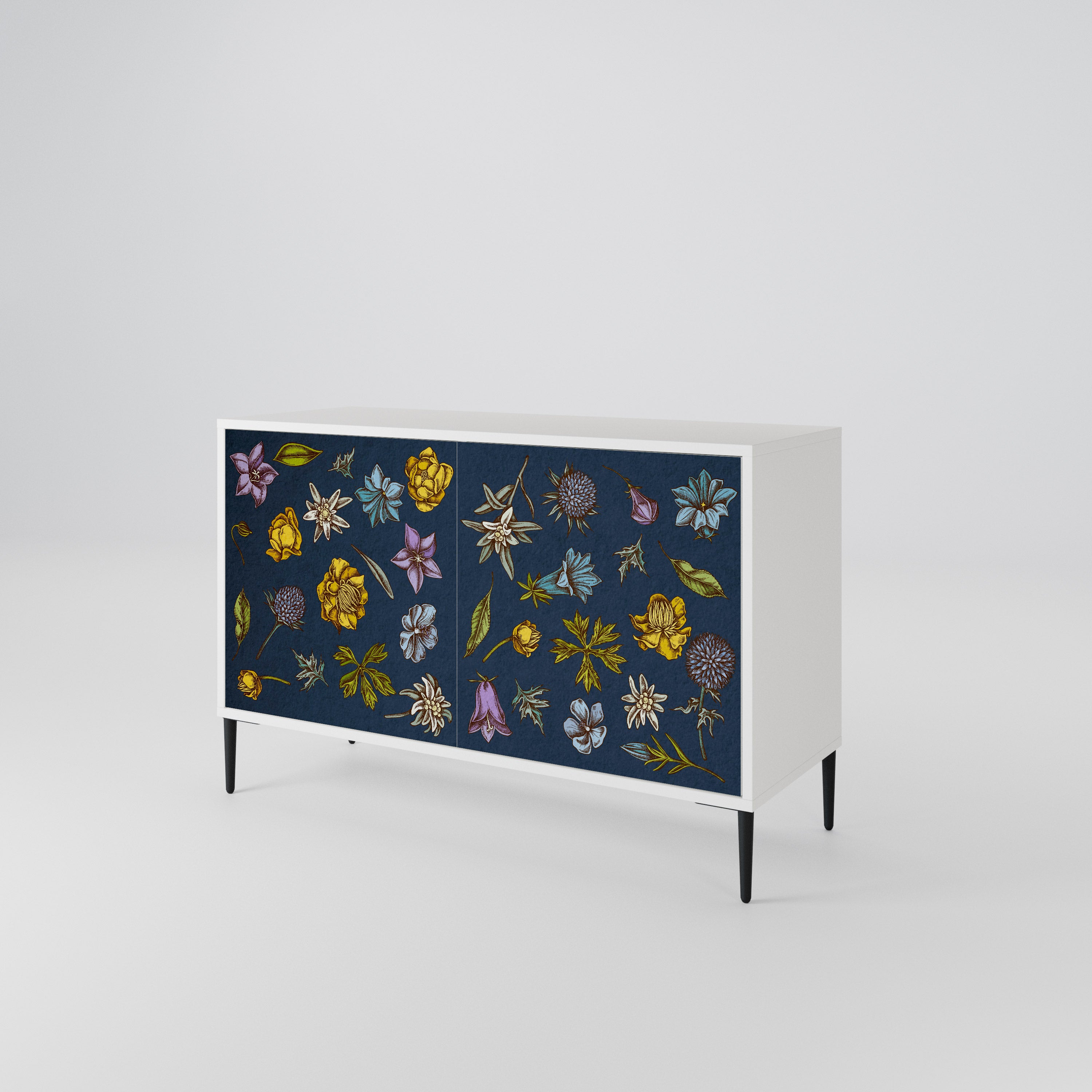 FLOWERS ON NAVY BLUE Dvoudveřová komoda