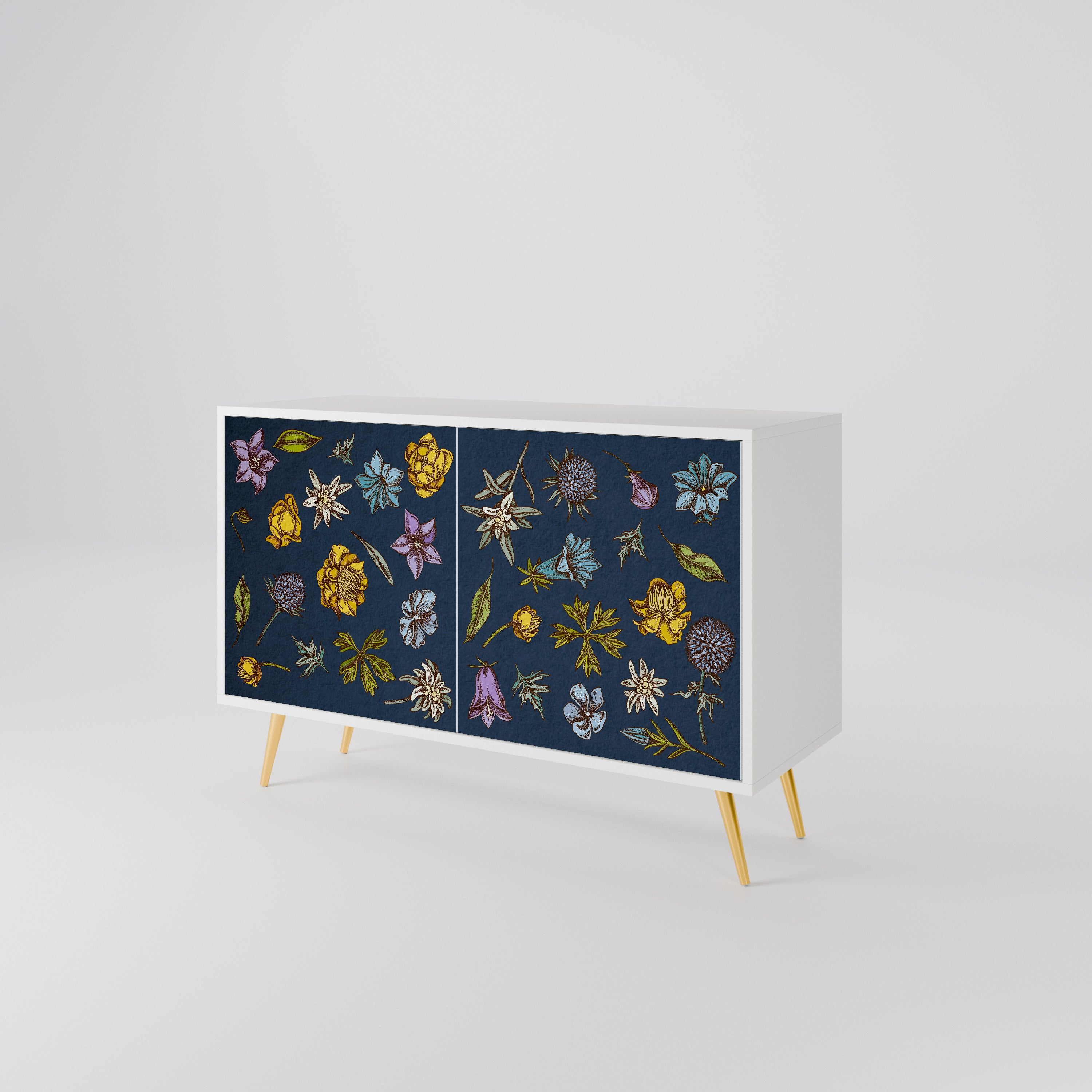 FLOWERS ON NAVY BLUE Dvoudveřová komoda