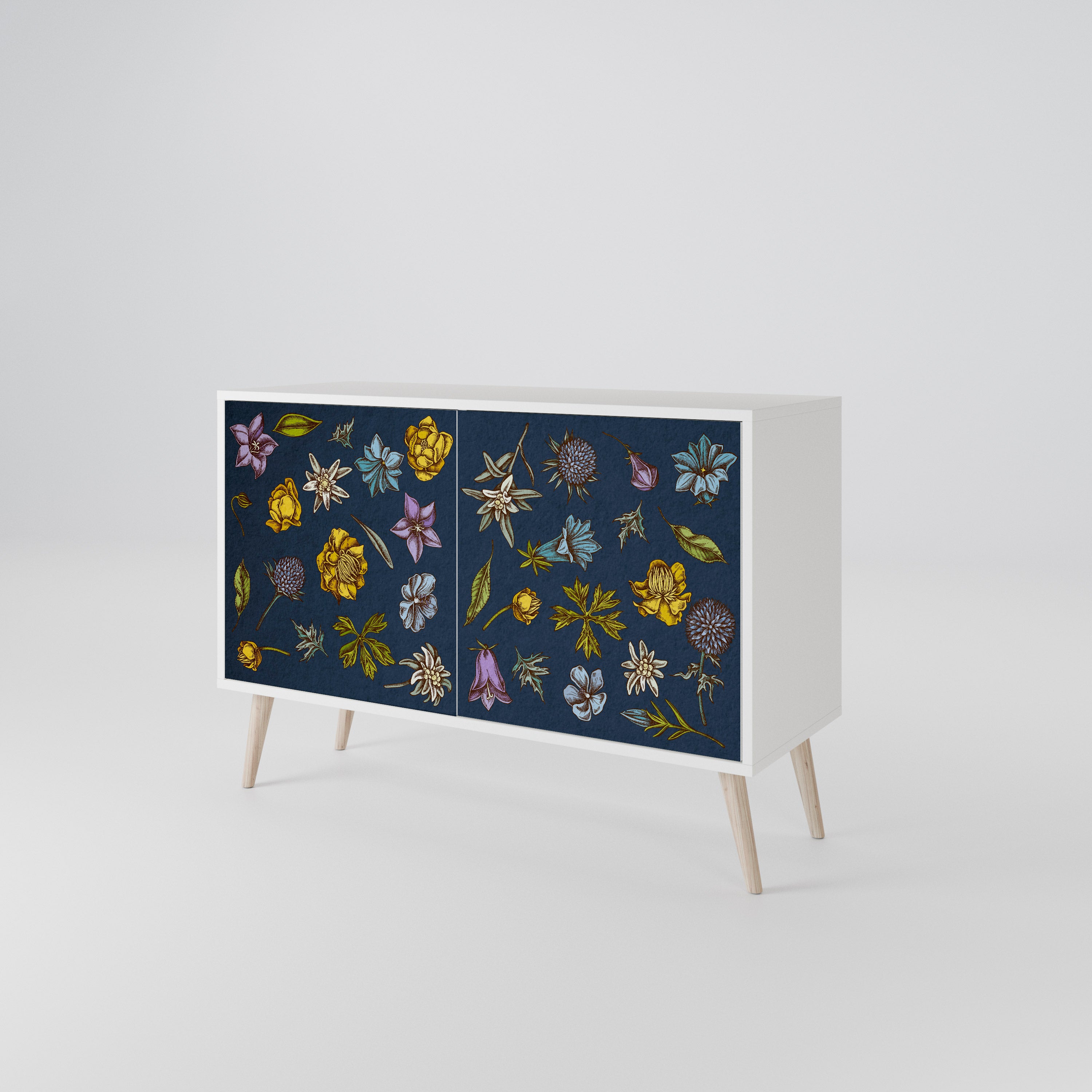 FLOWERS ON NAVY BLUE Dvoudveřová komoda