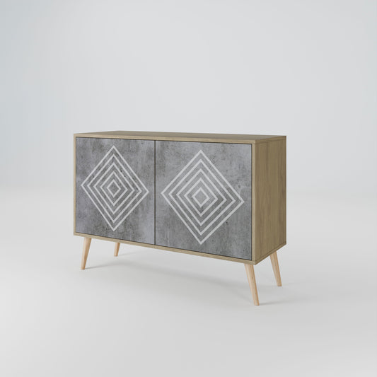 Credenza a 2 ante POLYGONAL ARTISTRY in effetto rovere