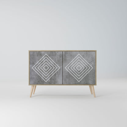 Credenza a 2 ante POLYGONAL ARTISTRY in effetto rovere