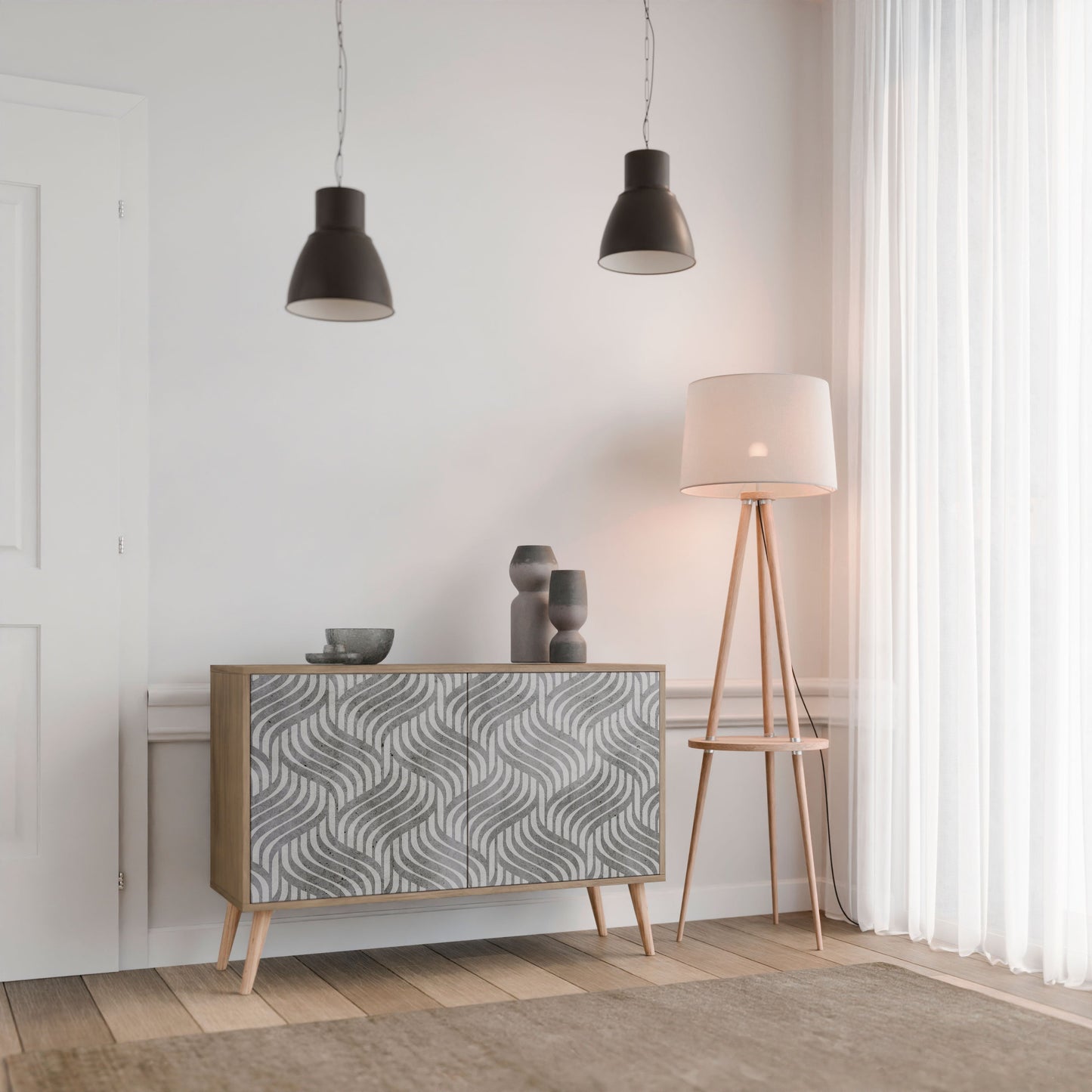 Credenza CONCRETE MOVEMENT a 2 ante in effetto rovere