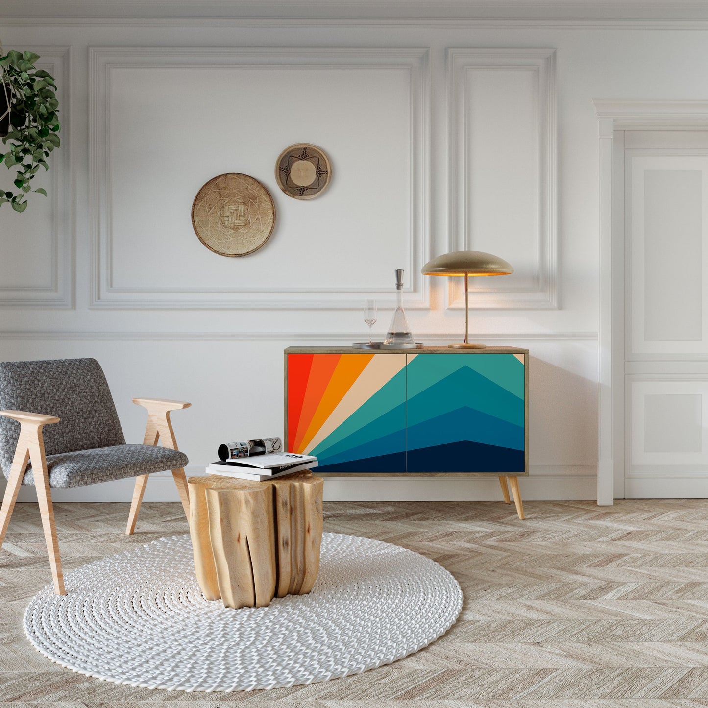 Credenza PRISM CONCUSSION a 2 ante in effetto rovere